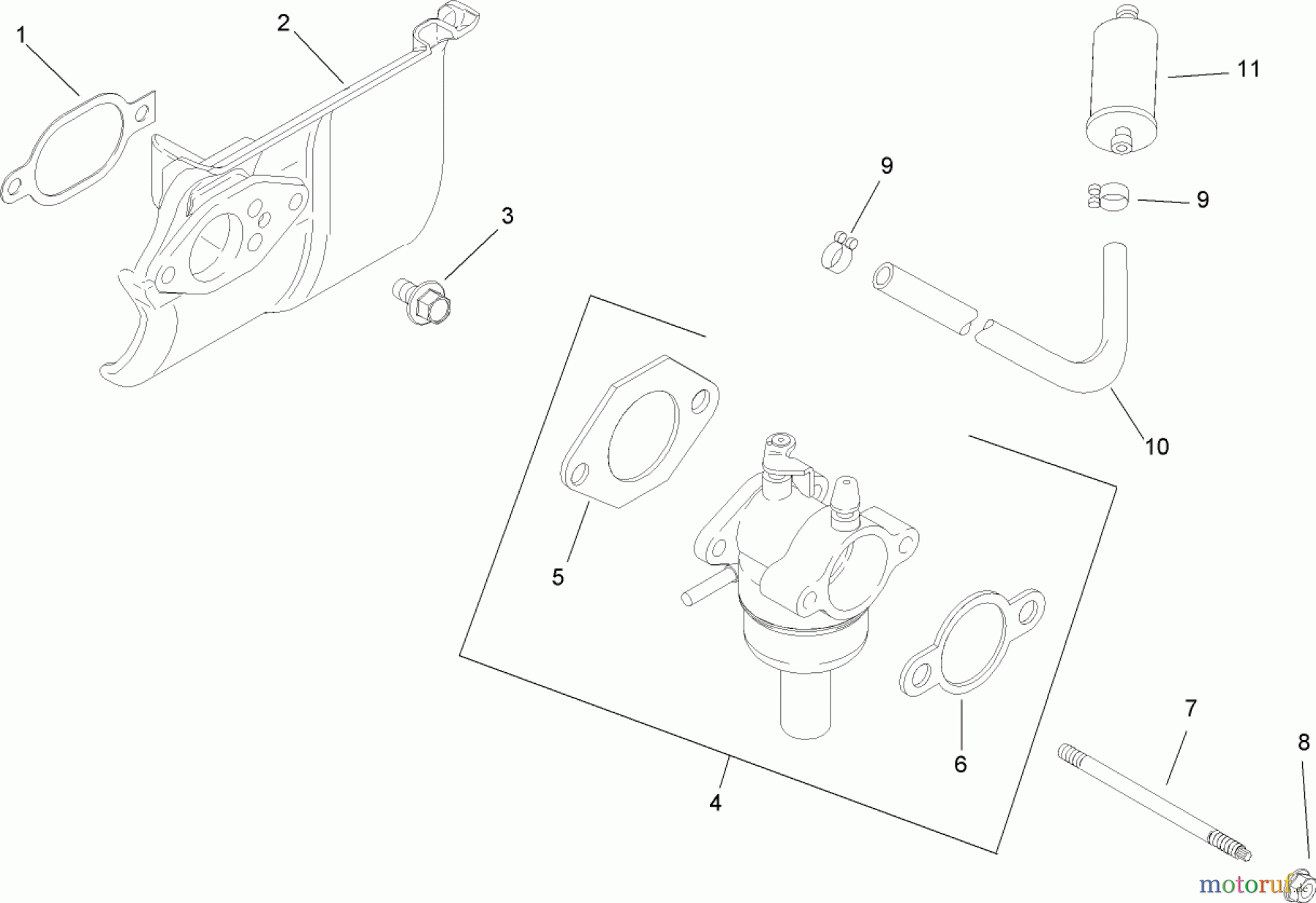 Toro Neu Mowers, Lawn & Garden Tractor Seite 1 13AX60RG544 (LX420) - Toro LX420 Lawn Tractor, 2006 (1L215B10000-) FUEL SYSTEM ASSEMBLY KOHLER SV540-0019
