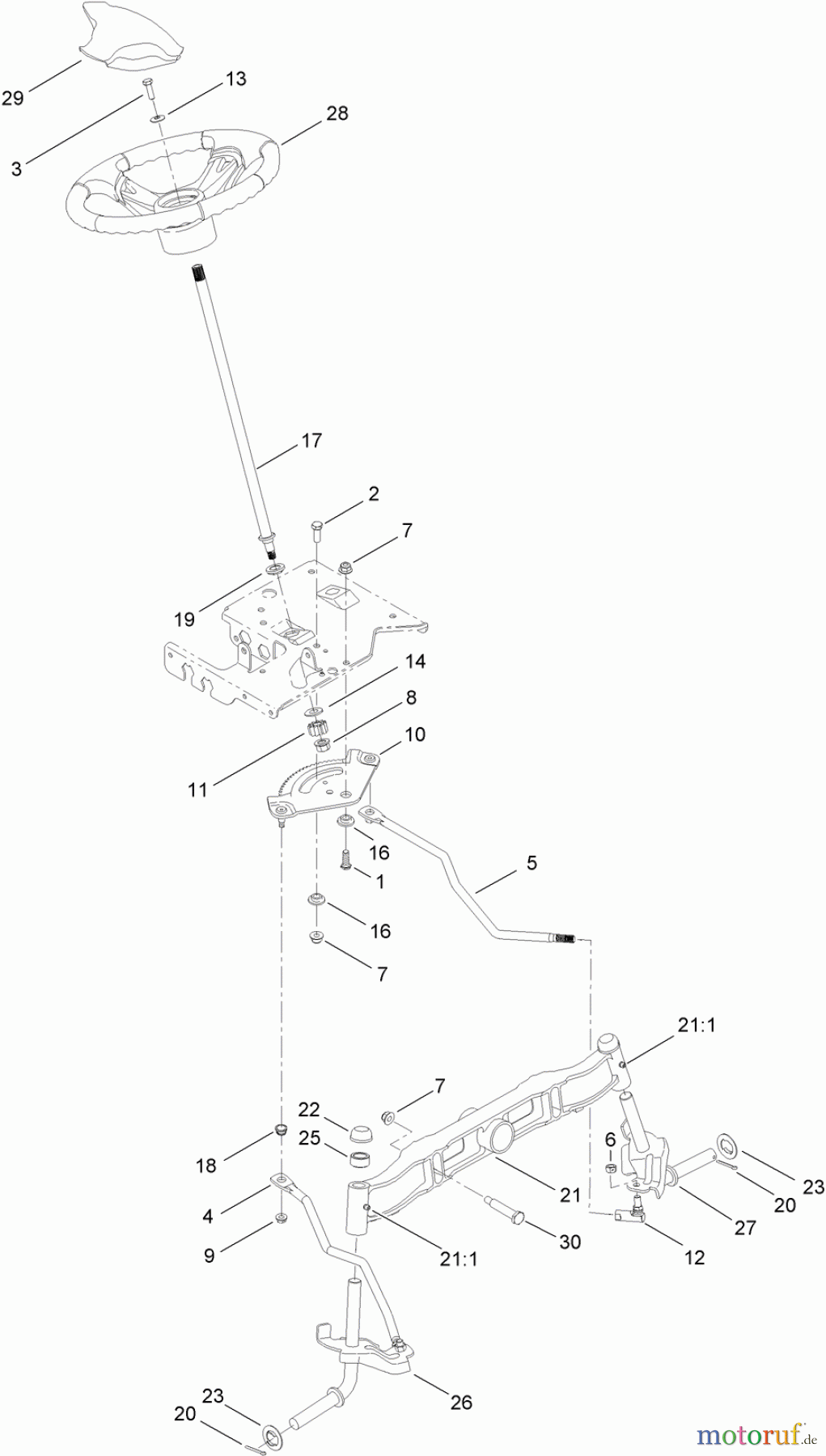 Toro Neu Mowers, Lawn & Garden Tractor Seite 1 14AQ81RP048 (GT2200) - Toro GT2200 Garden Tractor, 2008 (SN 1-) STEERING AND FRONT AXLE ASSEMBLY