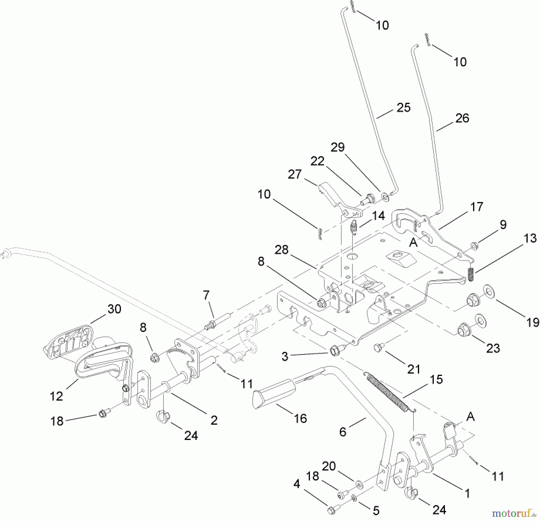 Toro Neu Mowers, Lawn & Garden Tractor Seite 1 14AQ81RP744 (GT2200) - Toro GT2200 Garden Tractor, 2006 (1A136H30000-) BRAKE AND TRACTION ASSEMBLY