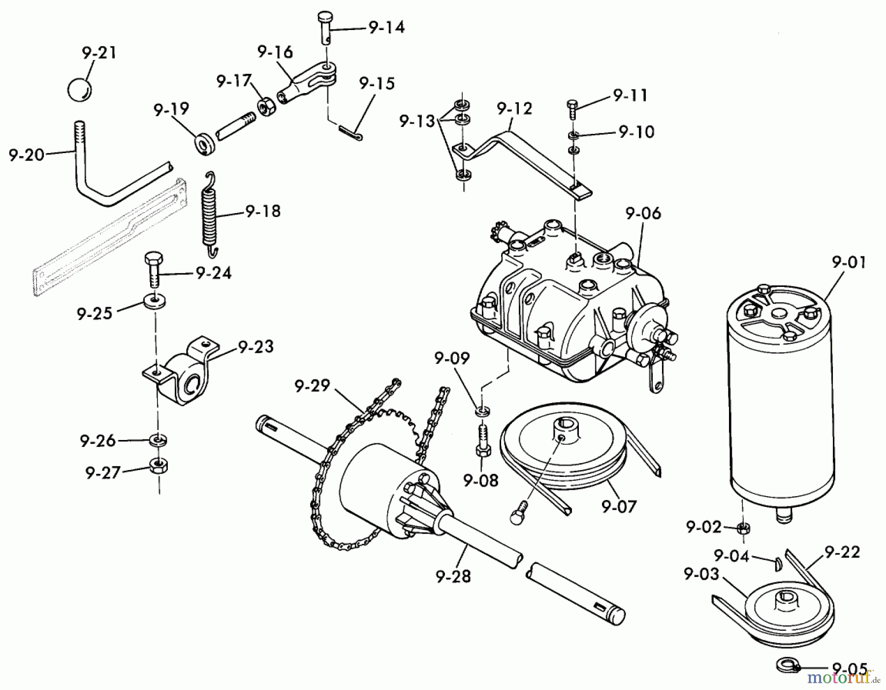  Toro Neu Mowers, Lawn & Garden Tractor Seite 1 3-6000 (A-65) - Toro A-65 Elec-Trak, 1977 A-65 PARTS MANUAL E9.000 MOTOR, TRANSMISSION AND DRIVE SYSTEM (FIG. 9)
