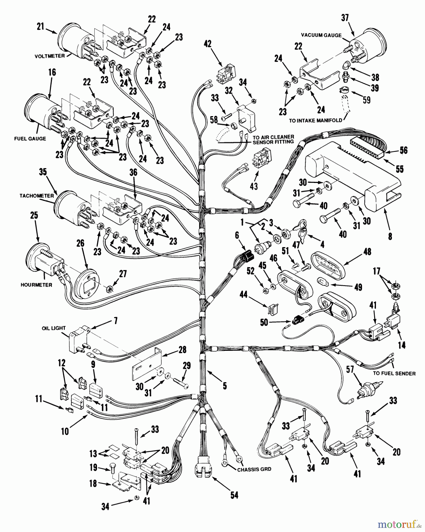  Toro Neu Mowers, Lawn & Garden Tractor Seite 1 31-18OE02 (518-H) - Toro 518-H Garden Tractor, 1989 ELECTRICAL SYSTEM #1