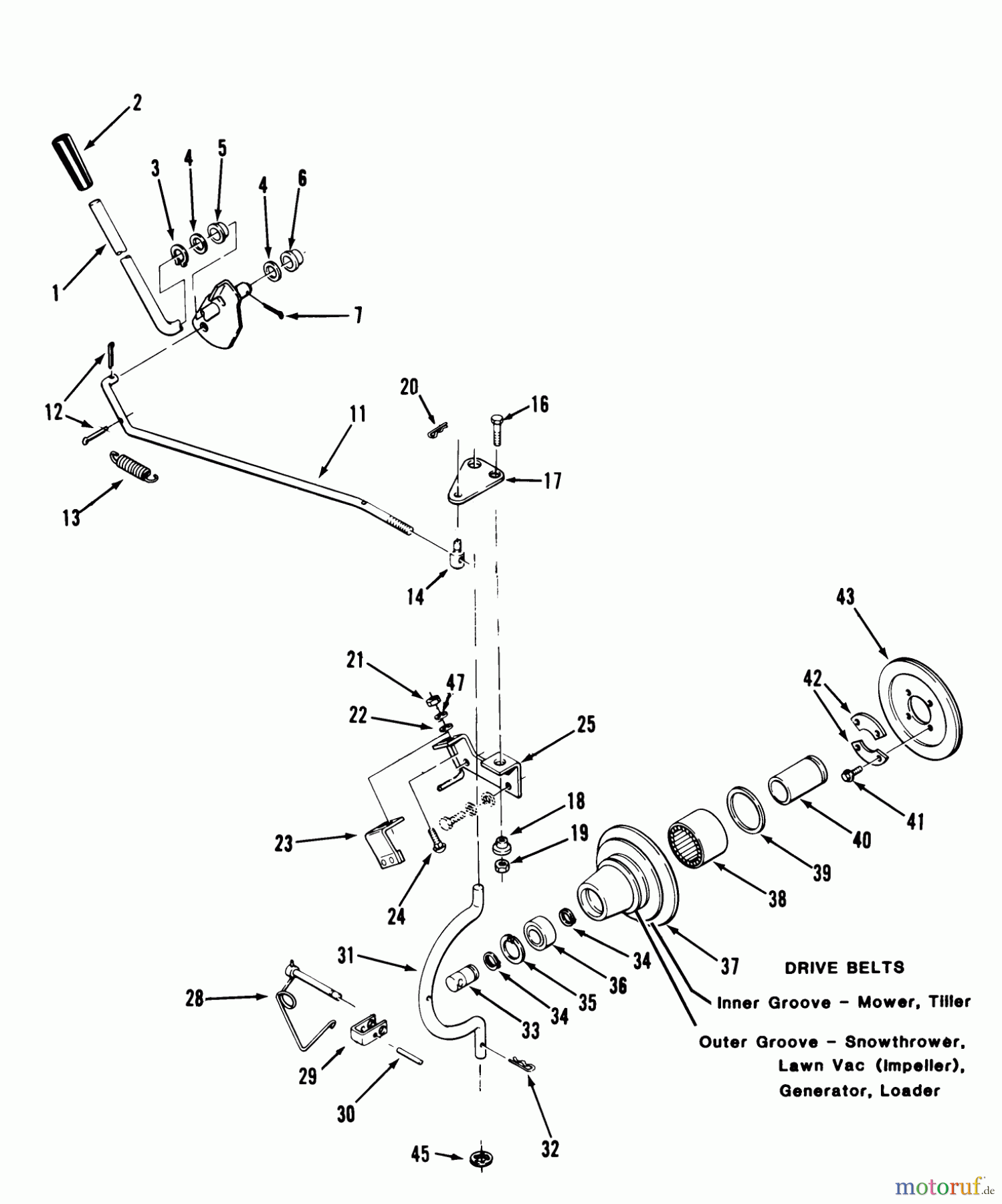  Toro Neu Mowers, Lawn & Garden Tractor Seite 2 C1-20OE01 (520-HC) - Toro 520-HC Garden Tractor, 1988 PTO CLUTCH AND CONTROL