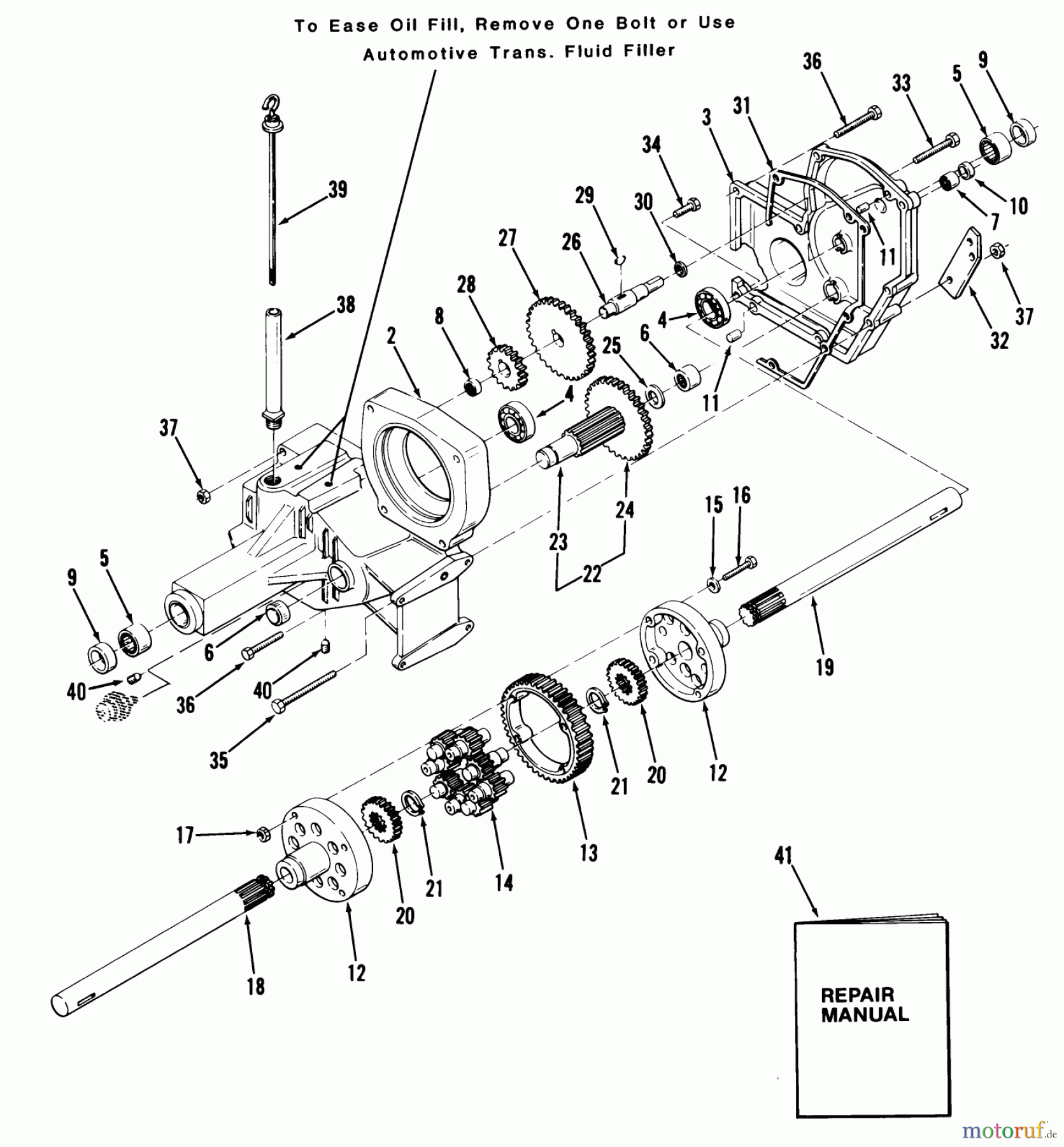  Toro Neu Mowers, Lawn & Garden Tractor Seite 1 31-16OE01 (516-H) - Toro 516-H Garden Tractor, 1988 TRANSAXLE