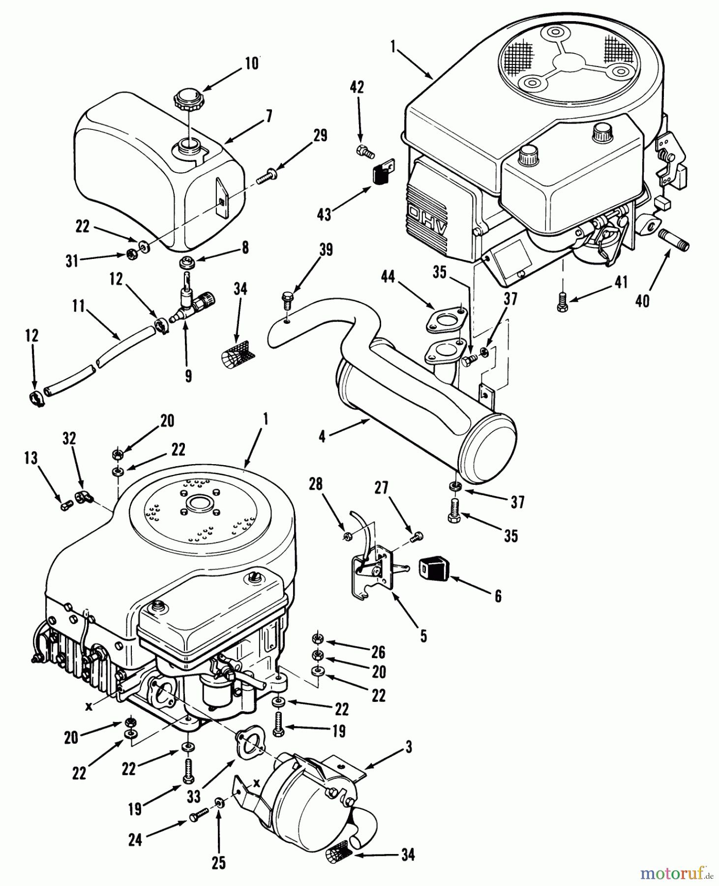  Toro Neu Mowers, Lawn & Garden Tractor Seite 1 32-10B501 (210-5) - Toro 210-5 Tractor, 1990 ENGINE, FUEL & EXHAUST SYSTEMS