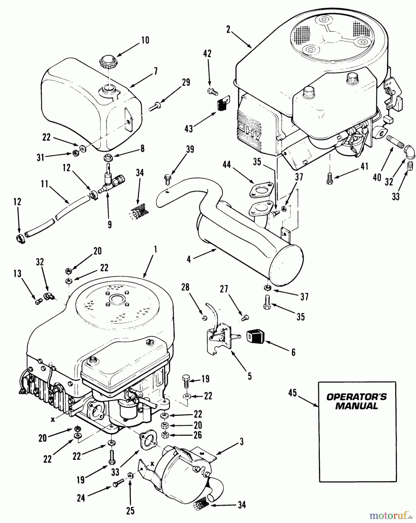  Toro Neu Mowers, Lawn & Garden Tractor Seite 1 32-12O503 (212-5) - Toro 212-5 Tractor, 1992 (2000001-2999999) ENGINE FUEL & EXHAUST ASSEMBLY