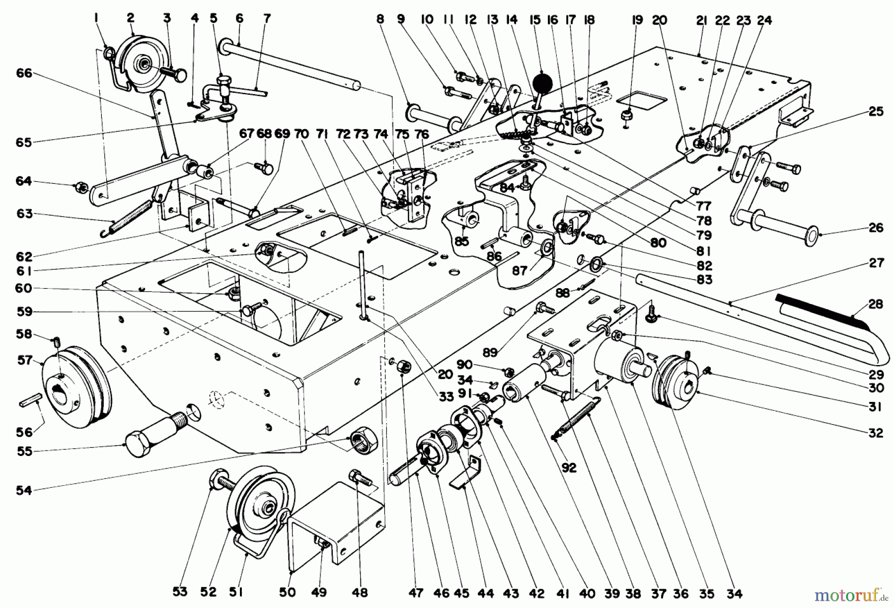  Toro Neu Mowers, Lawn & Garden Tractor Seite 1 55402 (960) - Toro 960 Suburban Lawn Tractor, 1969 (9000001-9999999) CHASSIS ASSEMBLY