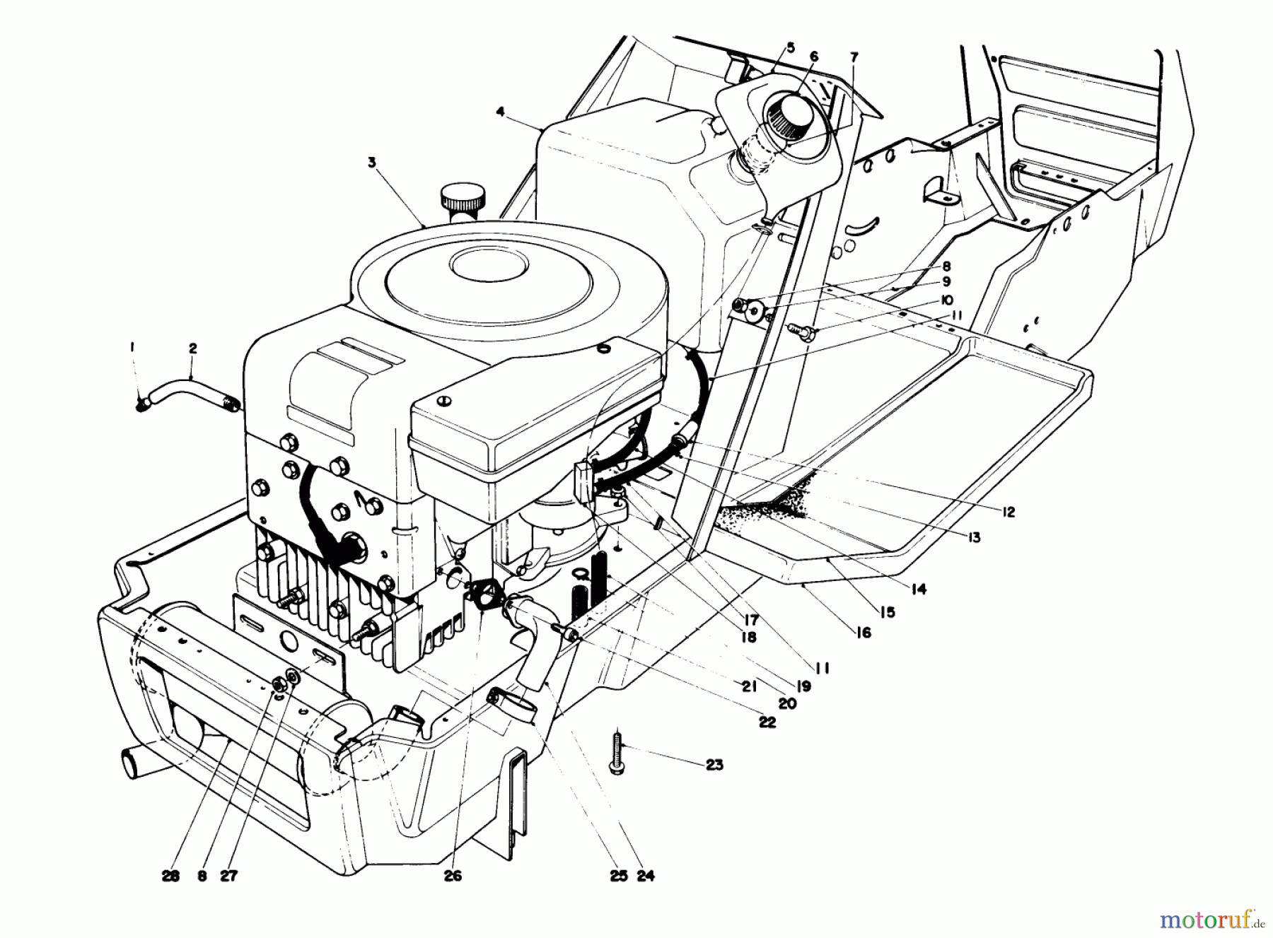  Toro Neu Mowers, Lawn & Garden Tractor Seite 1 57300 (8-32) - Toro 8-32 Front Engine Rider, 1978 (8000001-8999999) ENGINE ASSEMBLY MODEL 57360