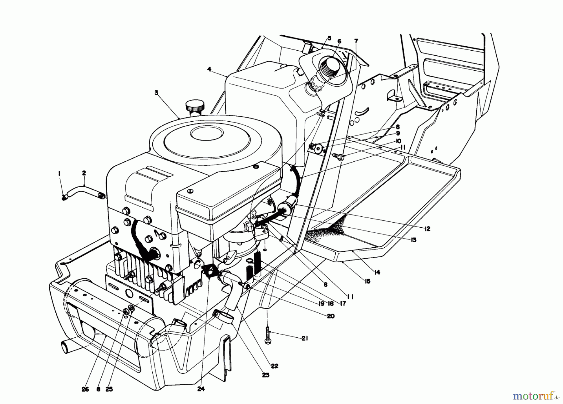  Toro Neu Mowers, Lawn & Garden Tractor Seite 1 57300 (8-32) - Toro 8-32 Front Engine Rider, 1980 (0000001-0999999) ENGINE ASSEMBLY MODEL 57300