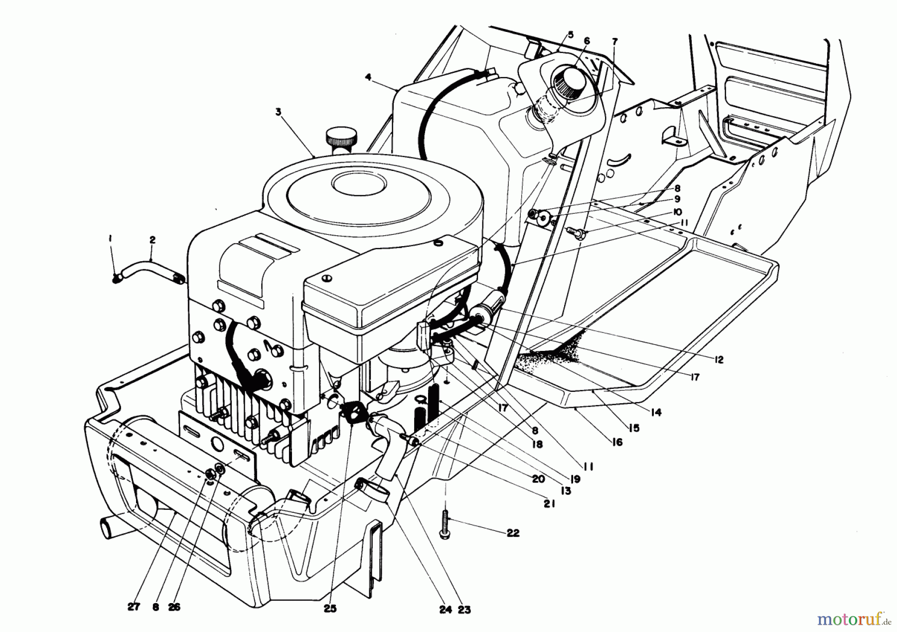  Toro Neu Mowers, Lawn & Garden Tractor Seite 1 57300 (8-32) - Toro 8-32 Front Engine Rider, 1980 (0000001-0999999) ENGINE ASSEMBLY MODEL 57360