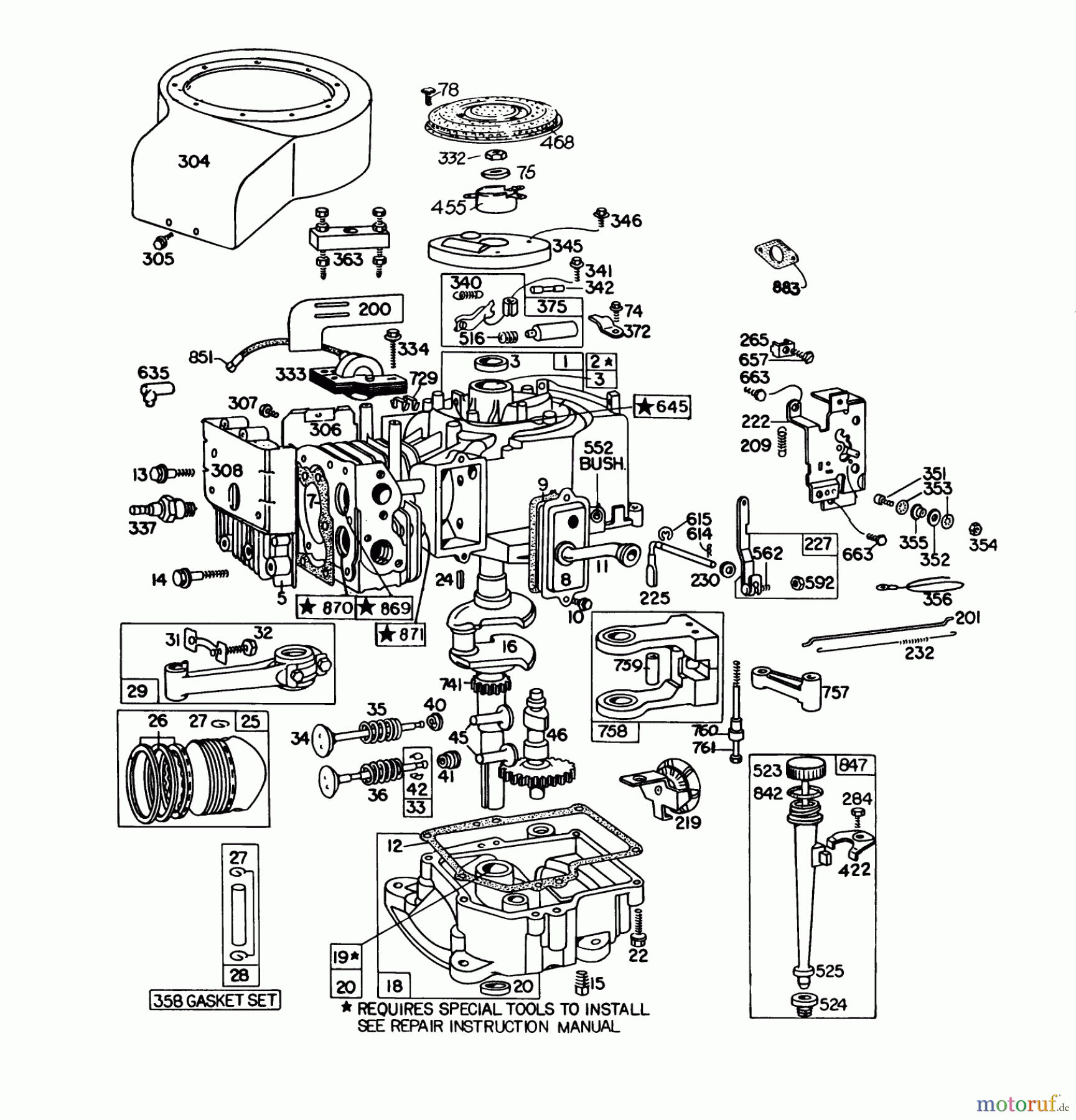  Toro Neu Mowers, Lawn & Garden Tractor Seite 1 57300 (8-32) - Toro 8-32 Front Engine Rider, 1980 (0000001-0999999) ENGINE BRIGGS & STRATTON MODEL 191707-5641-01 (MODEL 57300)