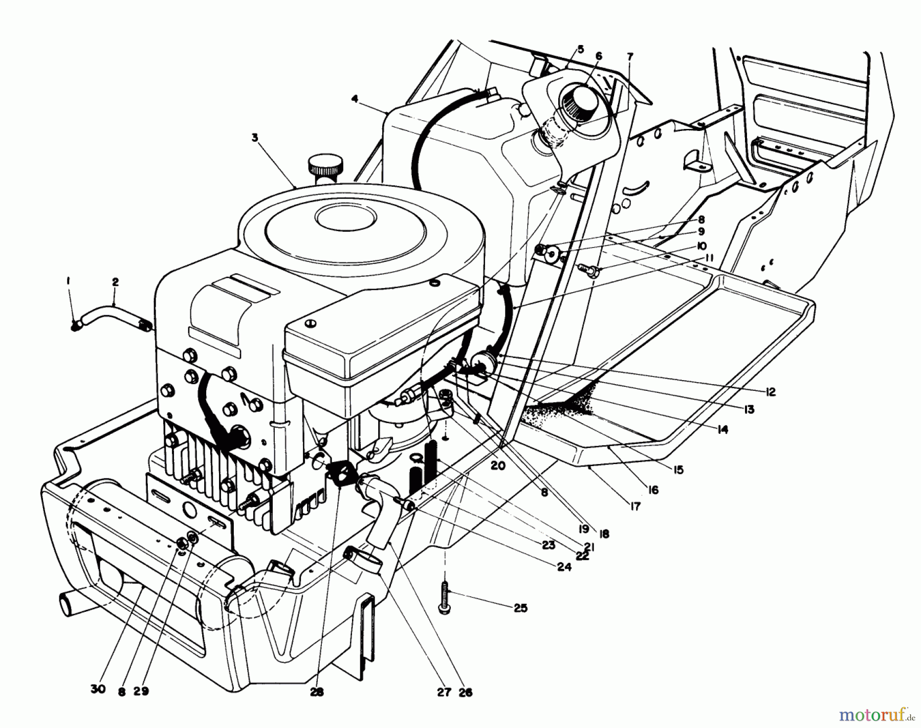  Toro Neu Mowers, Lawn & Garden Tractor Seite 1 57300 (8-32) - Toro 8-32 Front Engine Rider, 1981 (1000001-1999999) ENGINE ASSEMBLY MODEL 57360