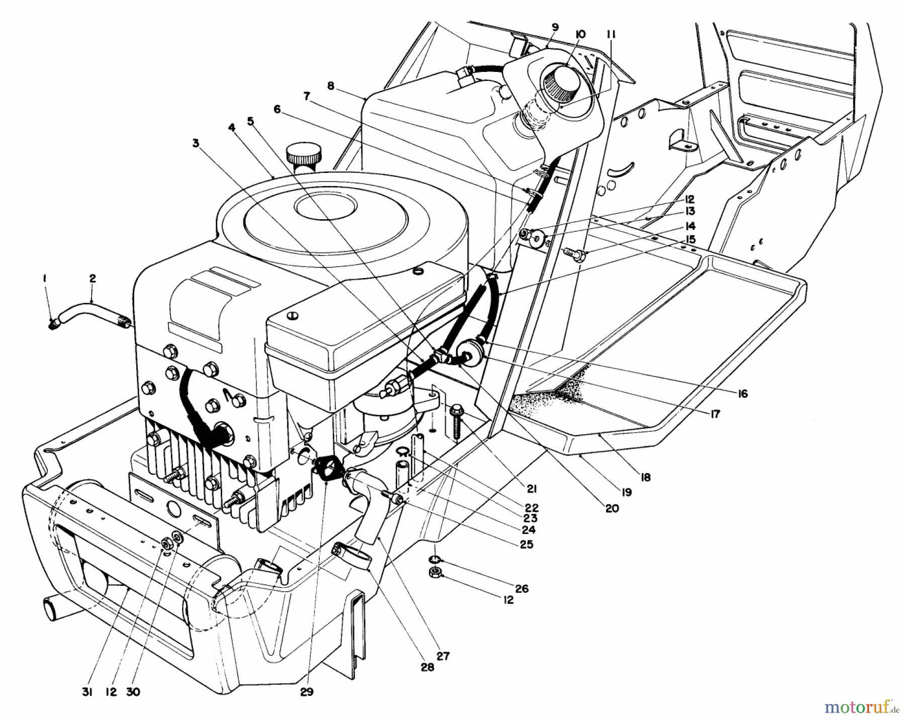  Toro Neu Mowers, Lawn & Garden Tractor Seite 1 57360 (11-32) - Toro 11-32 Lawn Tractor, 1983 (3000001-3999999) ENGINE ASSEMBLY MODEL 57360