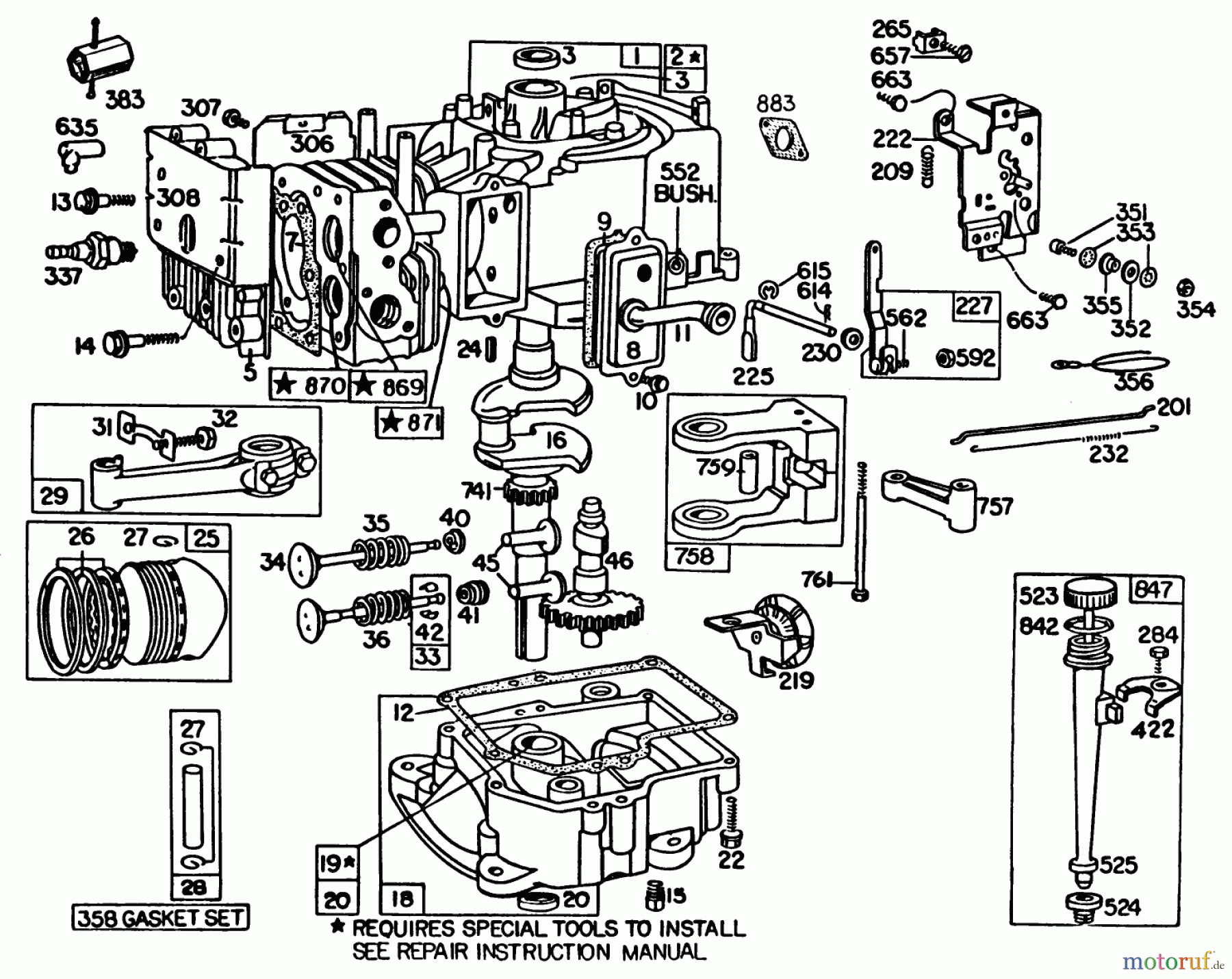  Toro Neu Mowers, Lawn & Garden Tractor Seite 1 57300 (8-32) - Toro 8-32 Front Engine Rider, 1983 (3000001-3999999) ENGINE BRIGGS & STRATTON MODEL 191707-5816-01 (MODEL 57300)
