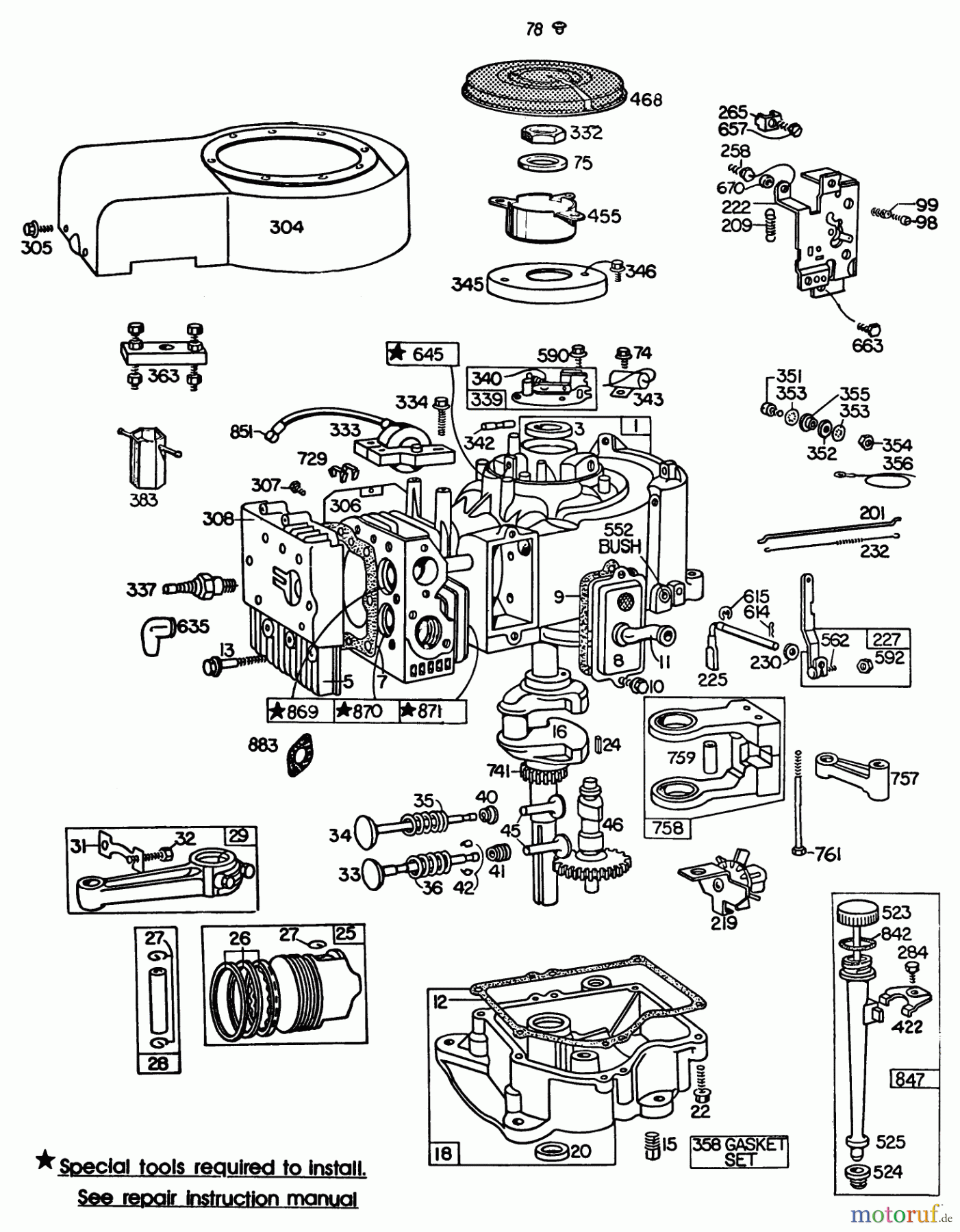  Toro Neu Mowers, Lawn & Garden Tractor Seite 1 57300 (8-32) - Toro 8-32 Front Engine Rider, 1983 (3000001-3999999) ENGINE BRIGGS & STRATTON MODEL 252707-0230-01 (MODEL 57360) #2