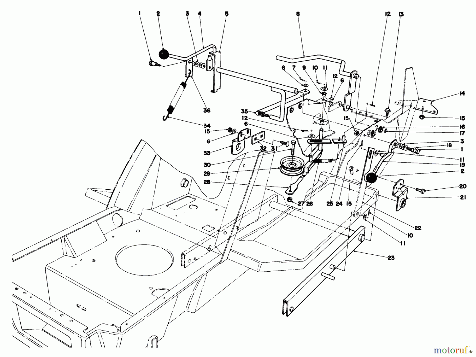  Toro Neu Mowers, Lawn & Garden Tractor Seite 1 57300 (8-32) - Toro 8-32 Front Engine Rider, 1983 (3000001-3999999) SHIFT & CLUTCH ASSEMBLY