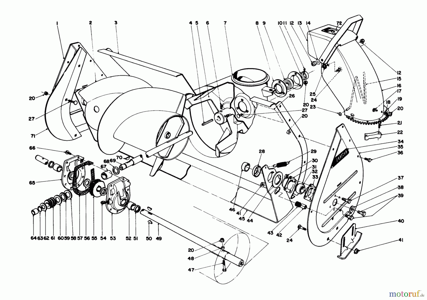  Toro Neu Mowers, Lawn & Garden Tractor Seite 1 57300 (8-32) - Toro 8-32 Front Engine Rider, 1985 (5000001-5999999) AUGER ASSEMBLY 36