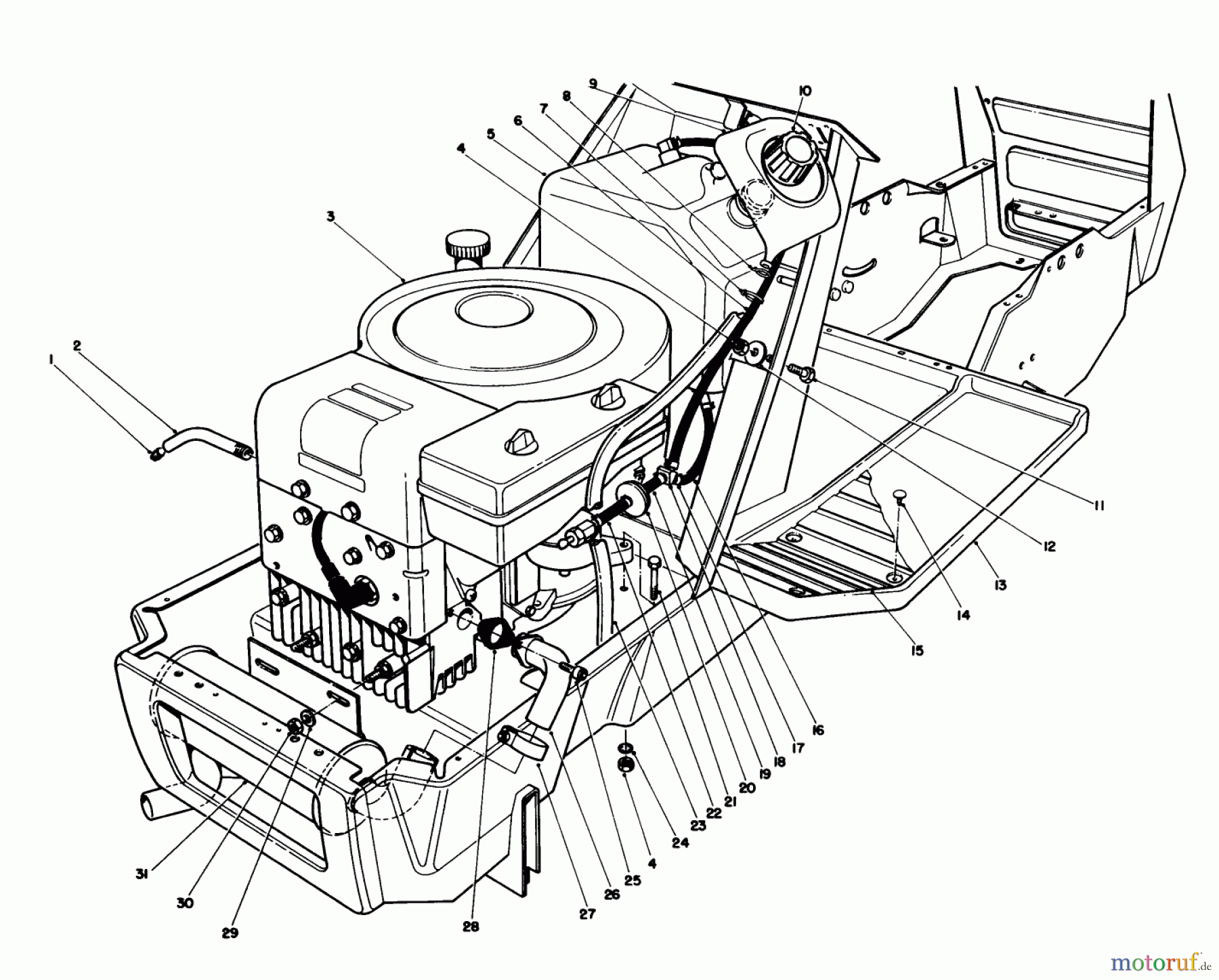 Toro Neu Mowers, Lawn & Garden Tractor Seite 1 57430 (12-44) - Toro 12-44 Pro Lawn Tractor, 1988 (8000001-8999999) ENGINE ASSEMBLY