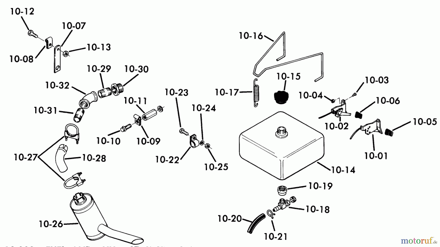  Toro Neu Mowers, Lawn & Garden Tractor Seite 1 61-16KS01 (C-160) - Toro C-160 Automatic Tractor, 1976 10.000 FUEL AND EXHAUST SYSTEMS