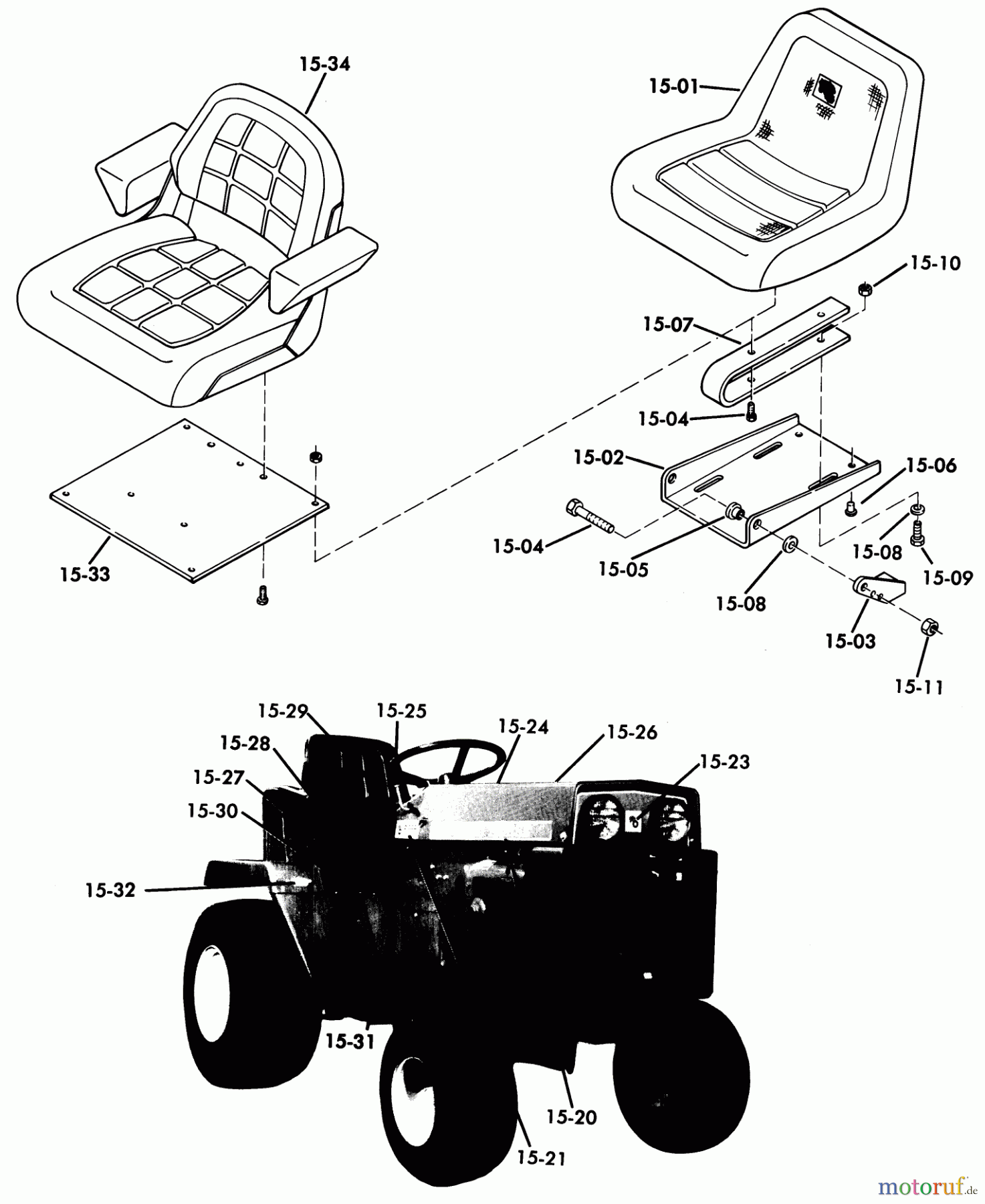  Toro Neu Mowers, Lawn & Garden Tractor Seite 1 61-20KS02 (D-200) - Toro D-200 Automatic Tractor, 1976 15.000 SEATS, DECALS, MISC. TRIM