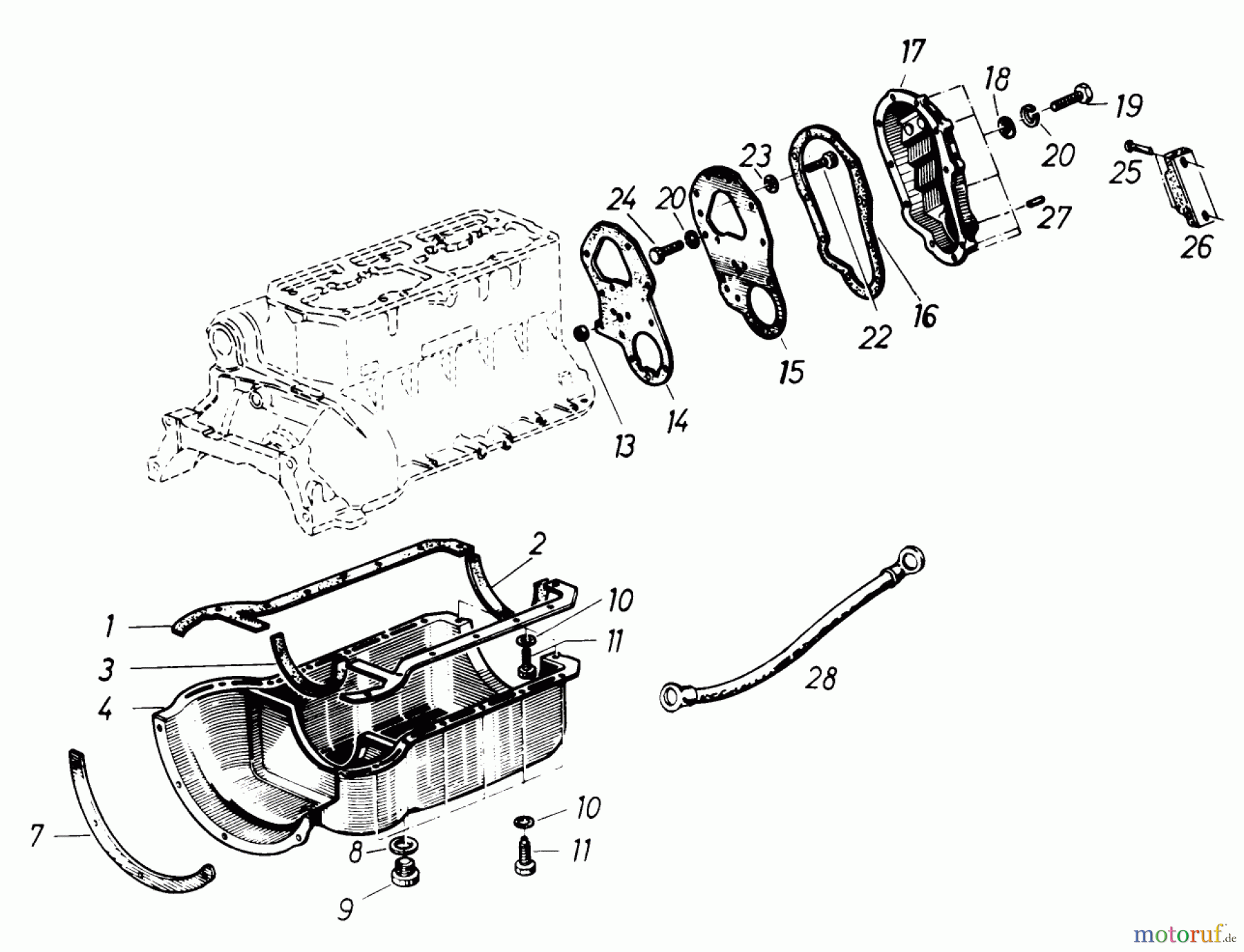  Toro Neu Mowers, Lawn & Garden Tractor Seite 1 61-20RG01 (D-250) - Toro D-250 10-Speed Tractor, 1976 OIL SUMP AND TIMING CHAIN COVER