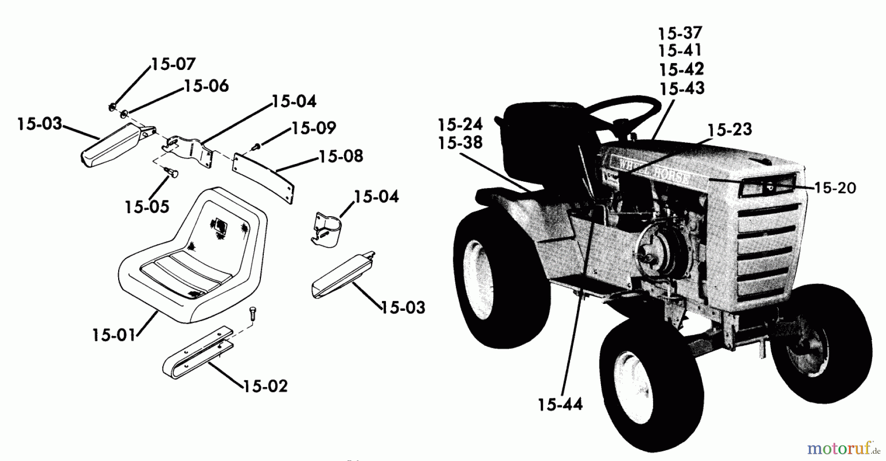  Toro Neu Mowers, Lawn & Garden Tractor Seite 1 71-16KS01 (C-160) - Toro C-160 Automatic Tractor, 1977 SEATS, DECALS, MISC. TRIM