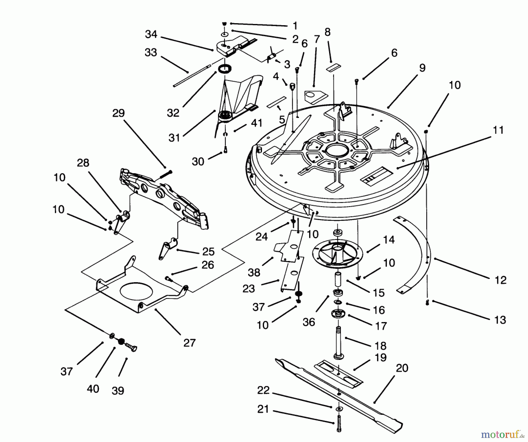  Toro Neu Mowers, Lawn & Garden Tractor Seite 1 71140 (10-32XL) - Toro 10-32XL Lawn Tractor, 1993 (3900001-3999999) DECK & SPINDLE ASSEMBLY (32
