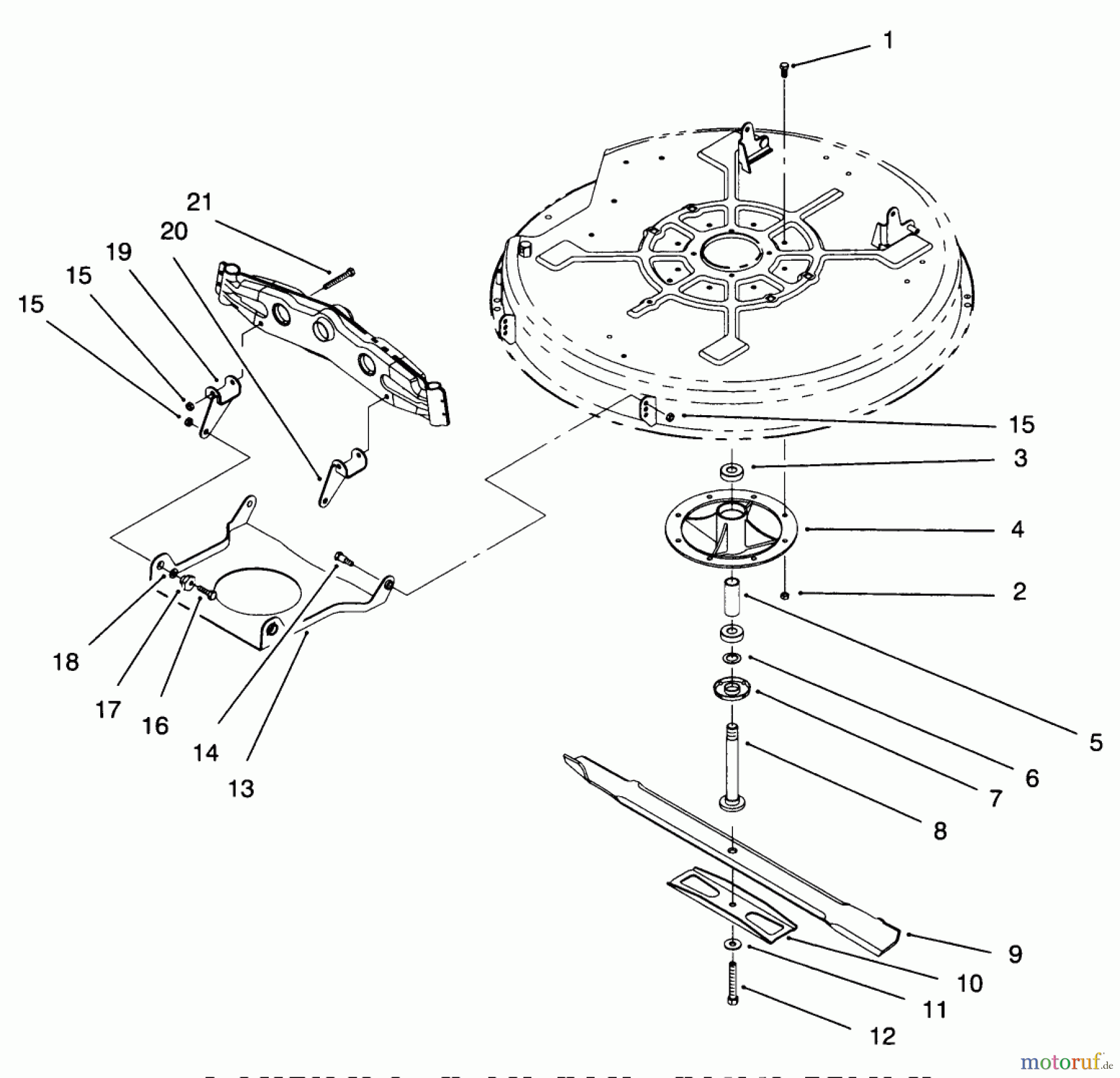  Toro Neu Mowers, Lawn & Garden Tractor Seite 1 71201 (12-32XL) - Toro 12-32XL Lawn Tractor, 1996 (6900001-6999999) SPINDLE & BLADE ASSEMBLY