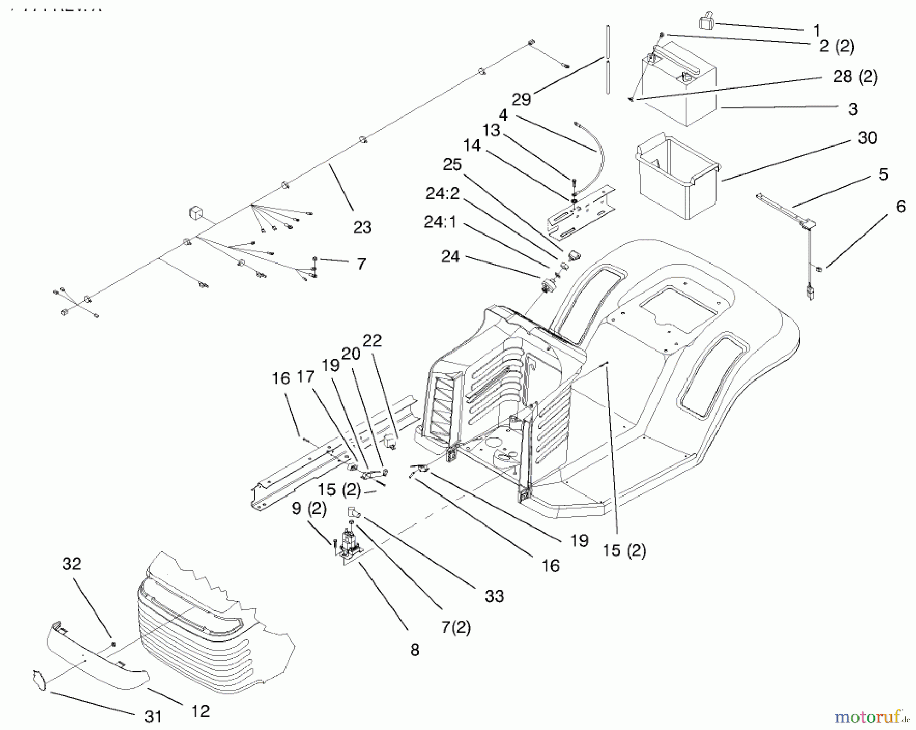  Toro Neu Mowers, Lawn & Garden Tractor Seite 1 71188 (12-32XL) - Toro 12-32XL Lawn Tractor, 1997 (7900001-7999999) ELECTRICAL ASSEMBLY