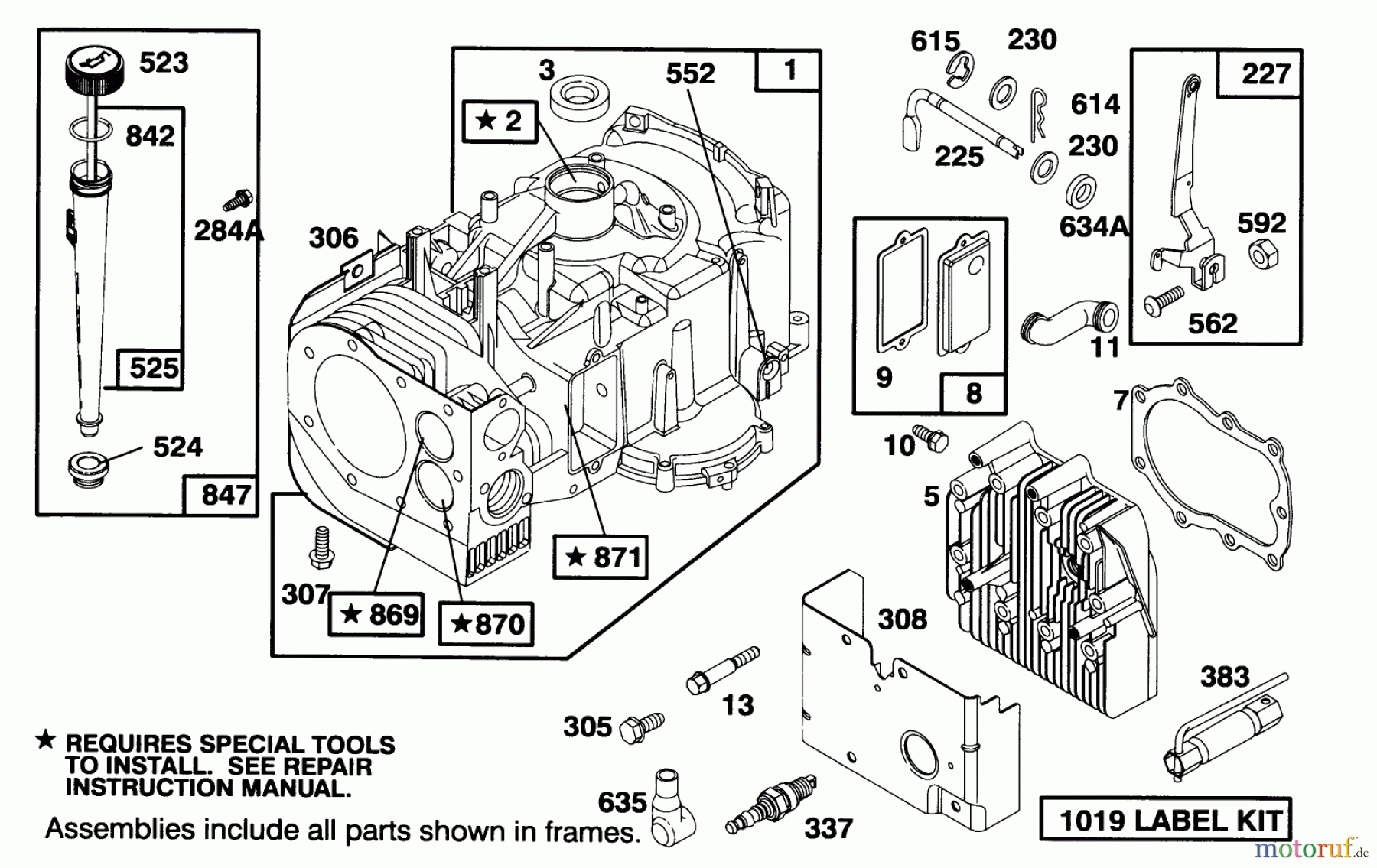  Toro Neu Mowers, Lawn & Garden Tractor Seite 1 71191 (13-38HXL) - Toro 13-38HXL Lawn Tractor, 1994 (4900001-4999999) ENGINE BRIGGS & STRATTON MODEL 28M707-0122-01 #1