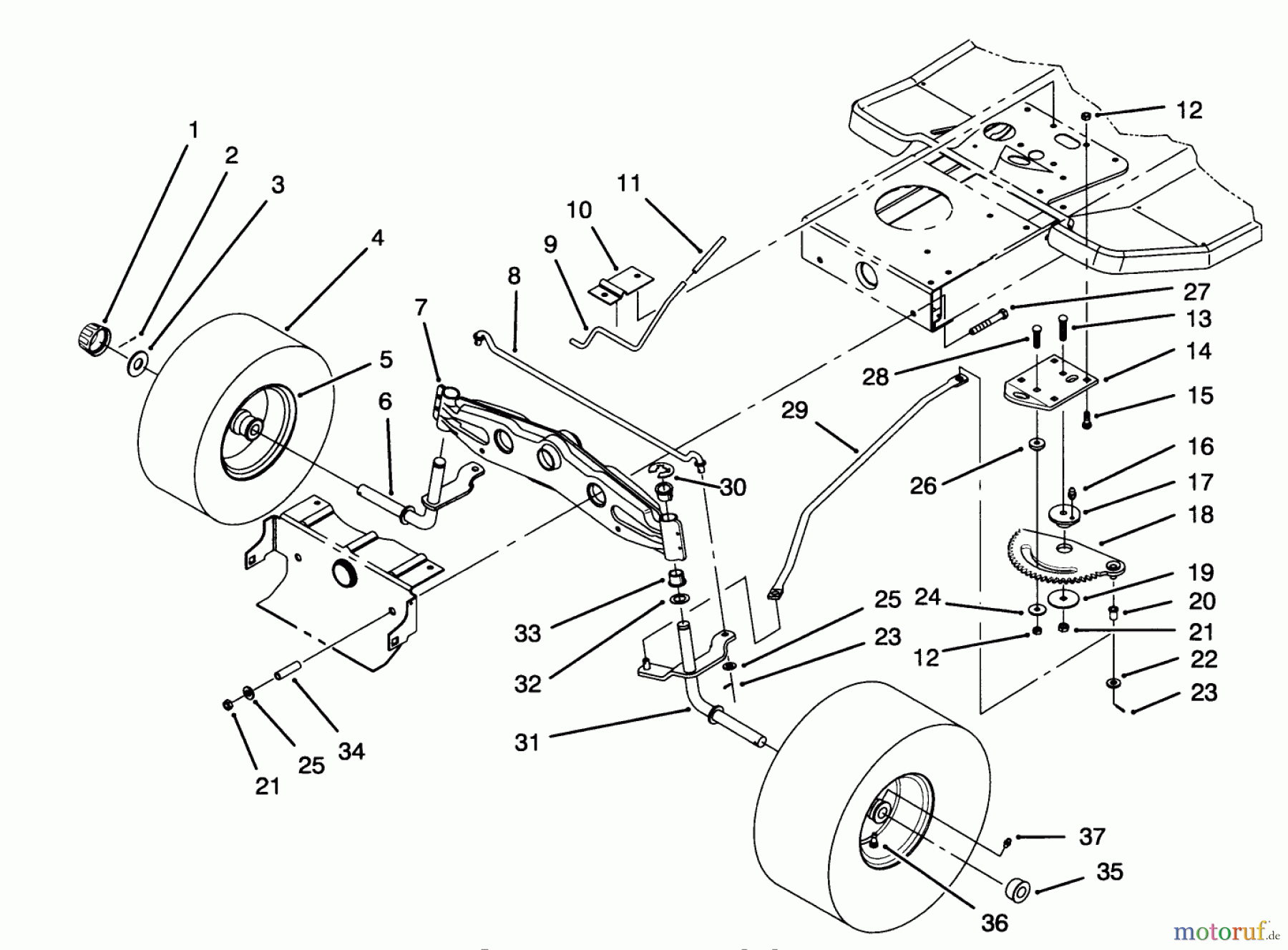 Toro Neu Mowers, Lawn & Garden Tractor Seite 1 71191 (13-38HXL) - Toro 13-38HXL Lawn Tractor, 1994 (4900001-4999999) FRONT AXLE ASSEMBLY
