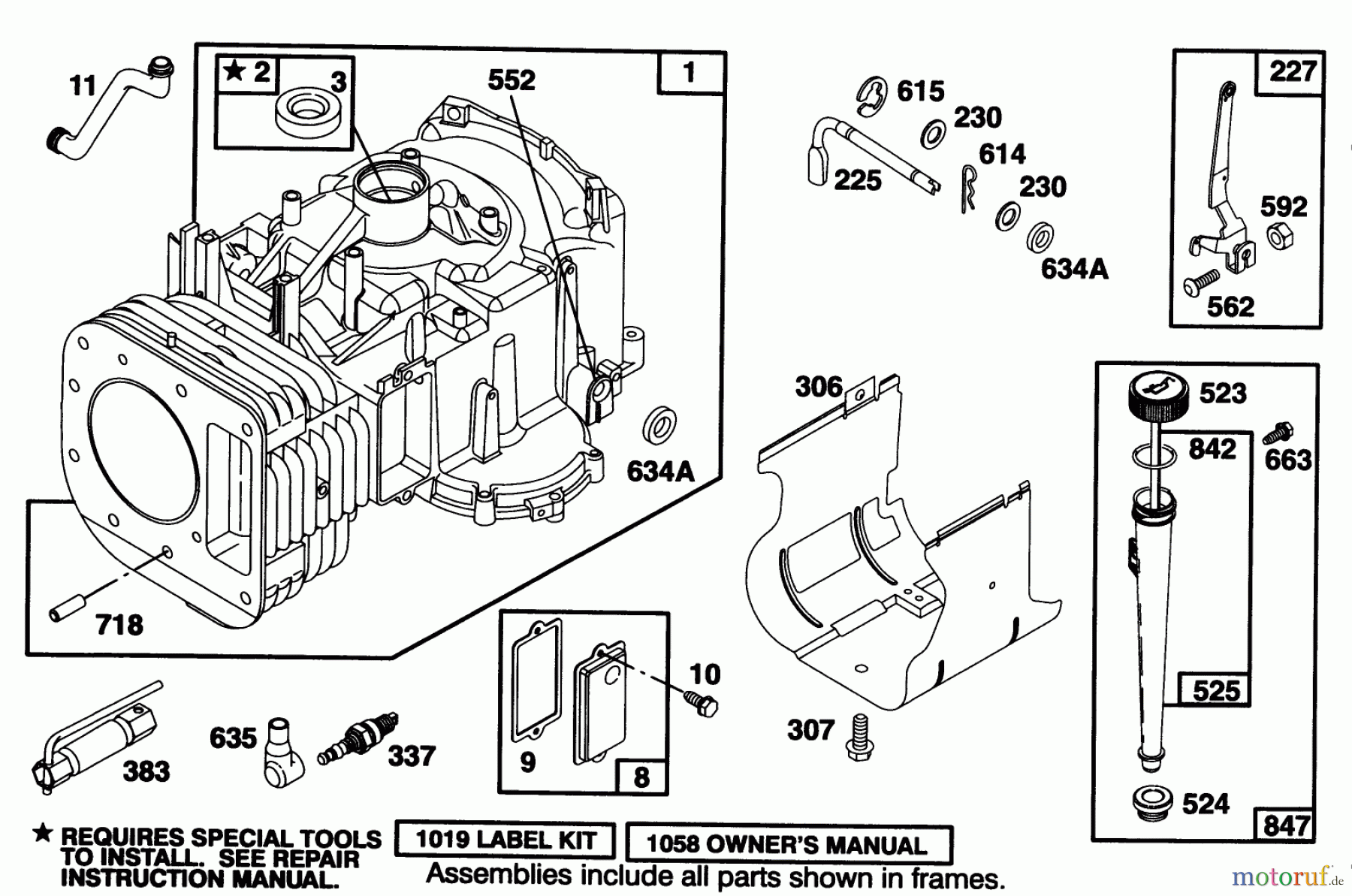  Toro Neu Mowers, Lawn & Garden Tractor Seite 1 71192 (15-44HXL) - Toro 15-44HXL Lawn Tractor, 1996 (6900001-6999999) ENGINE BRIGGS & STRATTON MODEL 28Q777-0168-01 #1