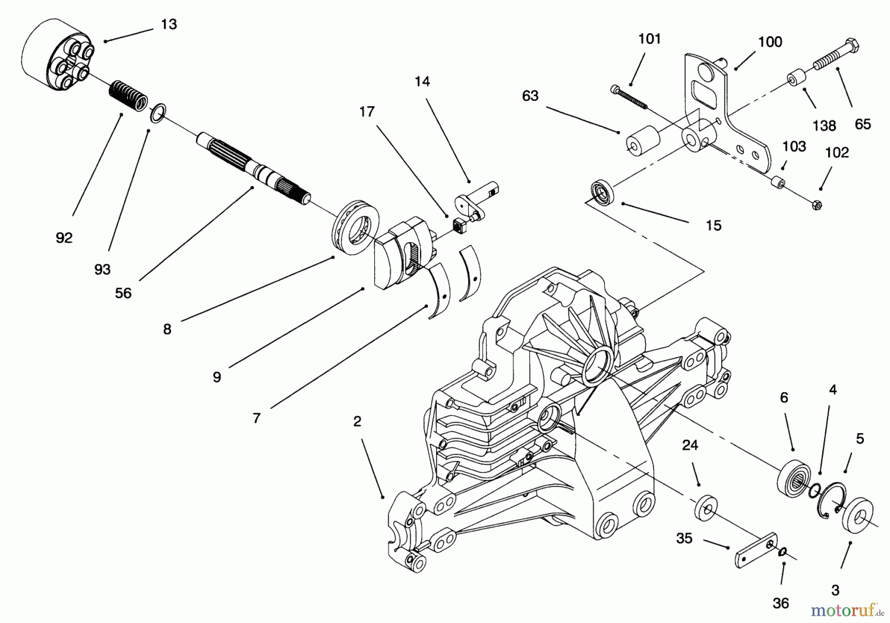  Toro Neu Mowers, Lawn & Garden Tractor Seite 1 71217 (14-38HXL) - Toro 14-38HXL Lawn Tractor, 1996 (6900001-6999999) HYDRO TRANSAXLE ASSEMBLY #2