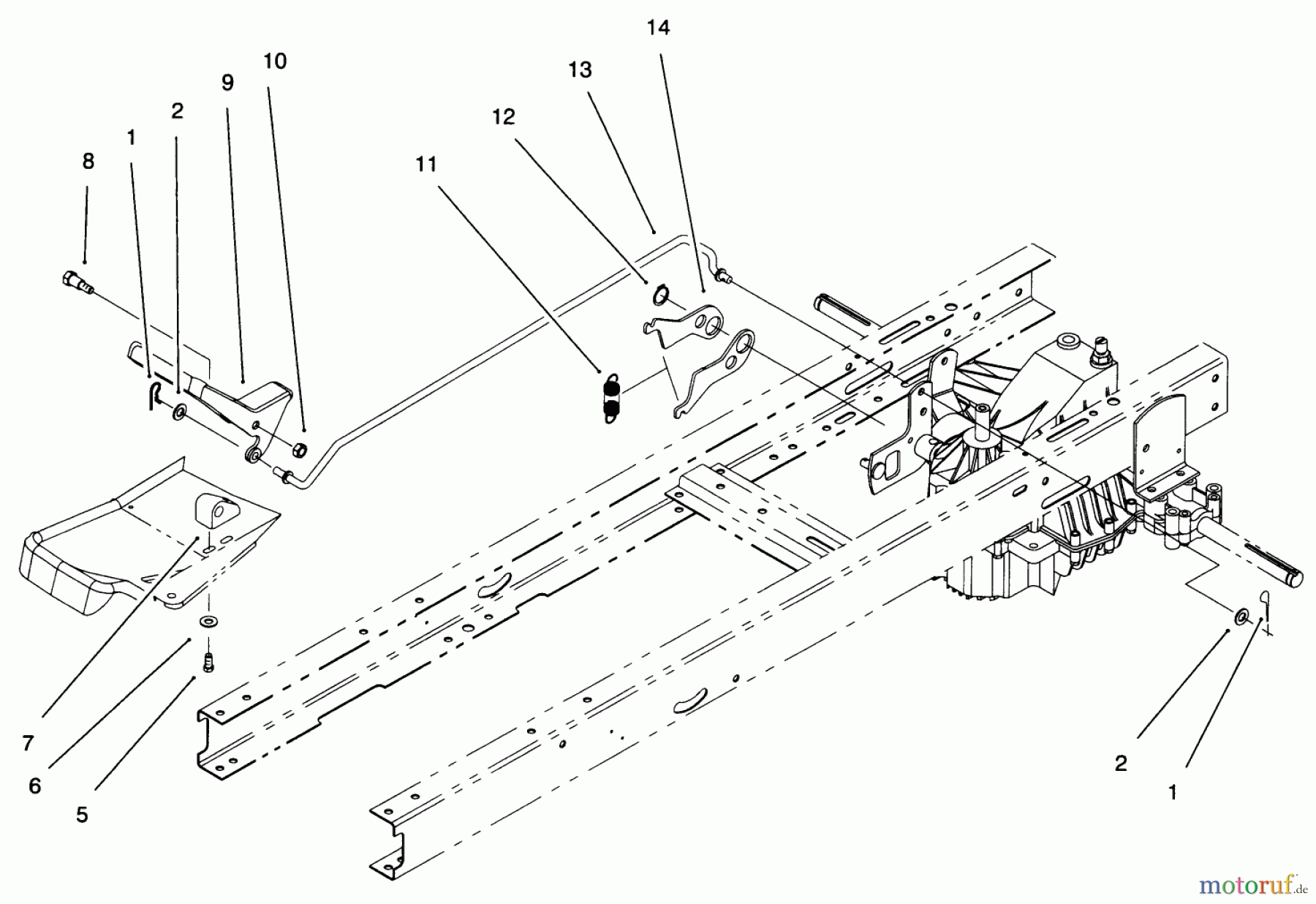  Toro Neu Mowers, Lawn & Garden Tractor Seite 1 71217 (14-38HXL) - Toro 14-38HXL Lawn Tractor, 1996 (6900001-6999999) HYDRO TRANSAXLE CONTROLS ASSEMBLY