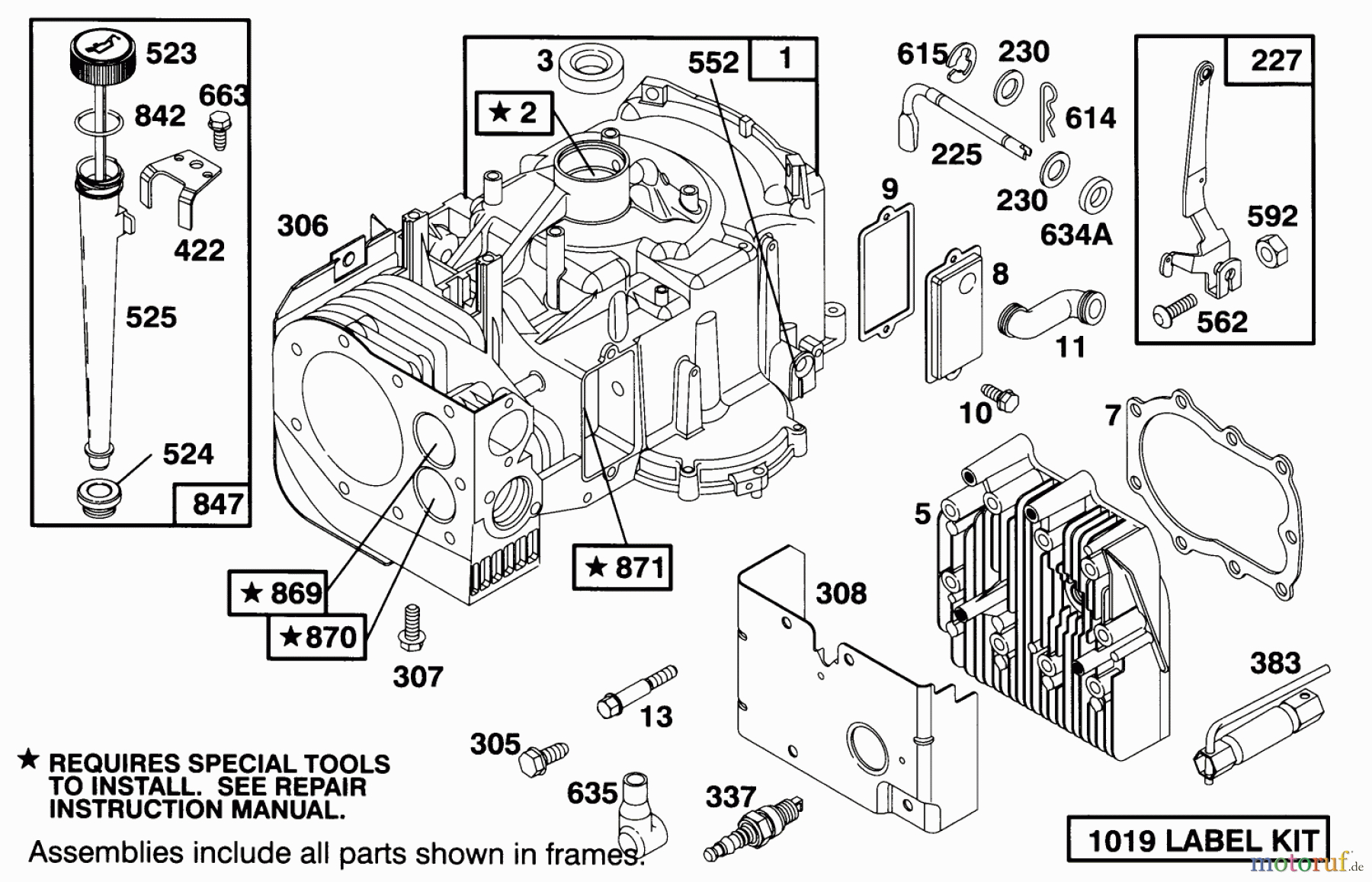  Toro Neu Mowers, Lawn & Garden Tractor Seite 1 71200 (12-32XL) - Toro 12-32XL Lawn Tractor, 1995 (5900001-5910000) ENGINE BRIGGS & STRATTON MODEL 283707-0156-01 #1