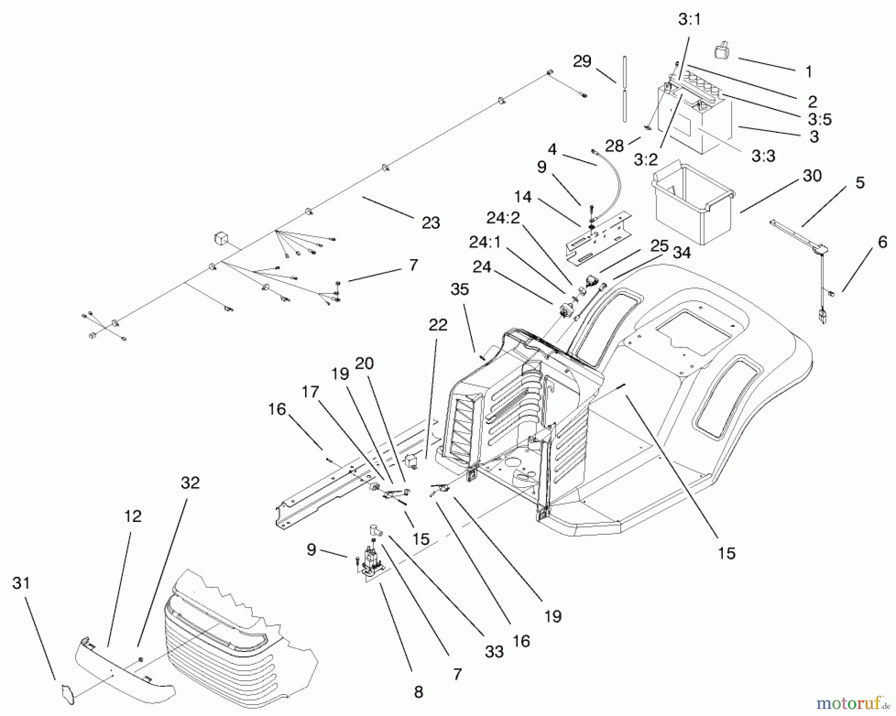  Toro Neu Mowers, Lawn & Garden Tractor Seite 1 71209 (13-32XLE) - Toro 13-32XLE Lawn Tractor, 1999 (9900001-9999999) ELECTRICAL COMPONENTS ASSEMBLY