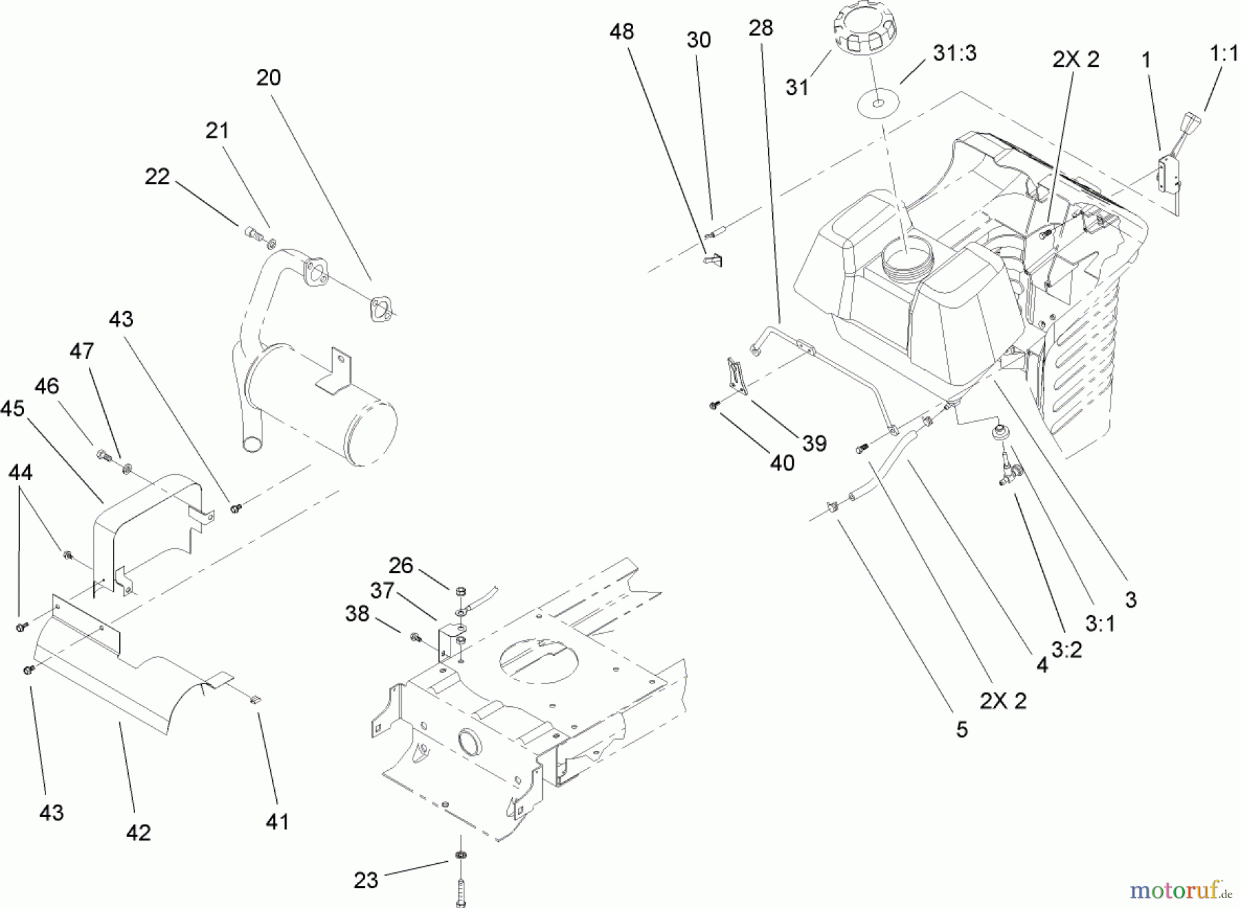  Toro Neu Mowers, Lawn & Garden Tractor Seite 1 71209 (XL 320) - Toro XL 320 Lawn Tractor, 2006 (260000001-260999999) OHV ENGINE SYSTEM COMPONENT ASSEMBLY