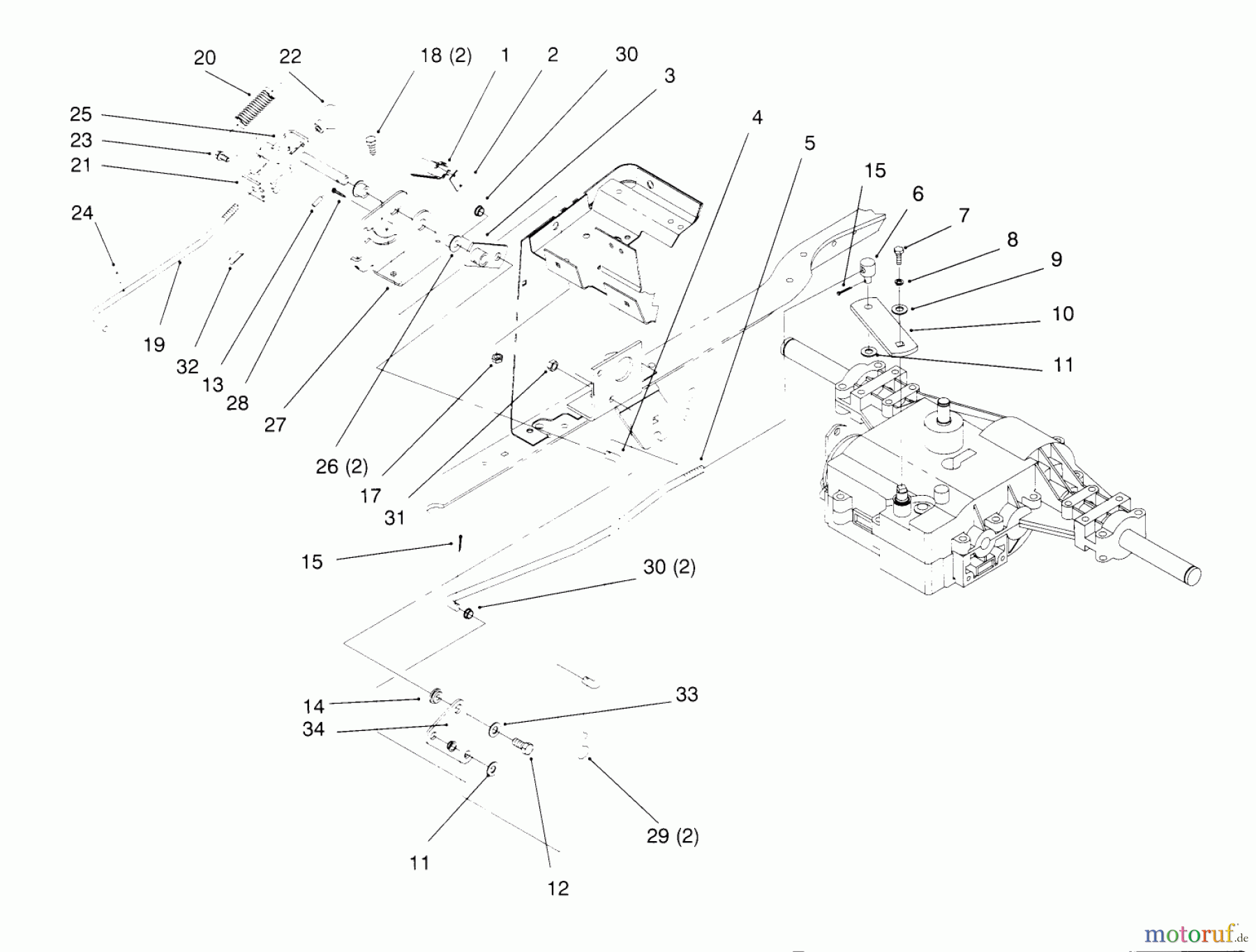  Toro Neu Mowers, Lawn & Garden Tractor Seite 1 72042 (264-6) - Toro 264-6 Yard Tractor, 1995 (5900001-5900796) GEAR SHIFT LINKAGE