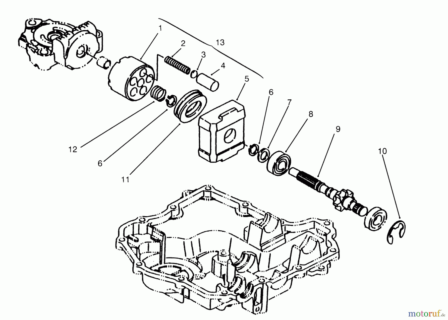  Toro Neu Mowers, Lawn & Garden Tractor Seite 1 72103 (268-H) - Toro 268-H Yard Tractor, 1995 (5900001-5900600) MOTOR SHAFT