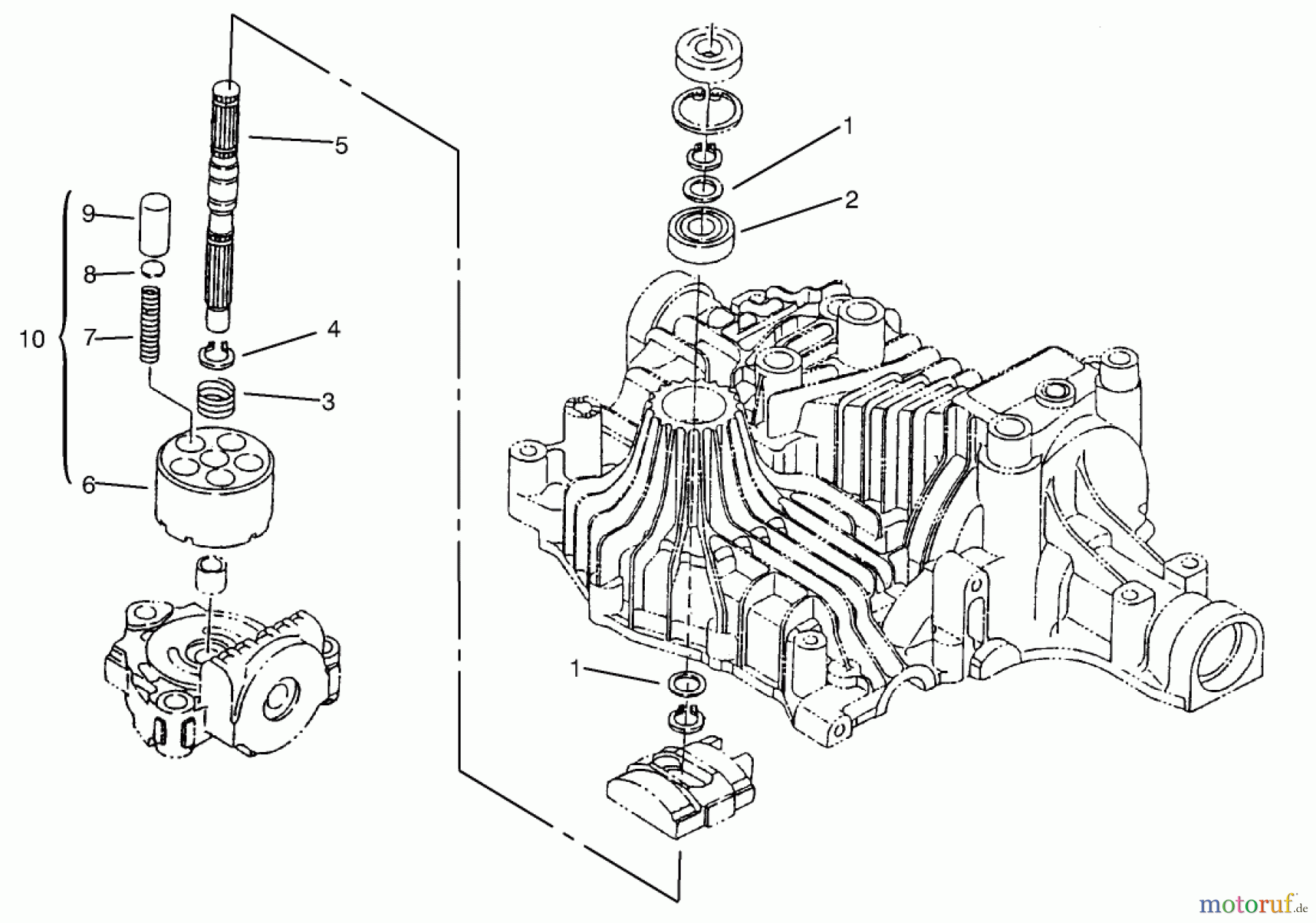  Toro Neu Mowers, Lawn & Garden Tractor Seite 1 72104 (267-H) - Toro 267-H Lawn and Garden Tractor, 1997 (7900001-7999999) PUMP SHAFT