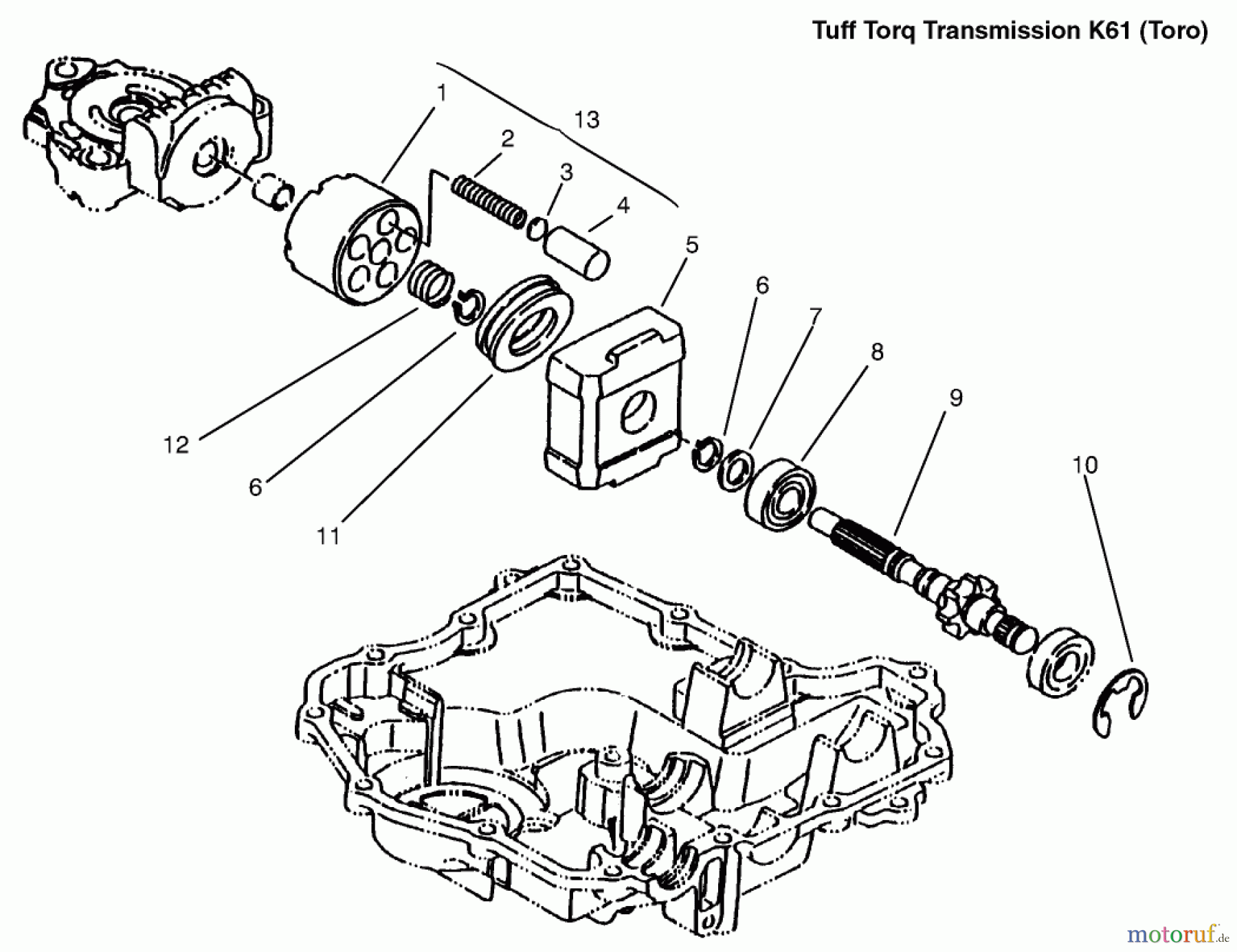  Toro Neu Mowers, Lawn & Garden Tractor Seite 1 72086 (268-H) - Toro 268-H Lawn and Garden Tractor, 1999 (9900001-9999999) MOTOR SHAFT