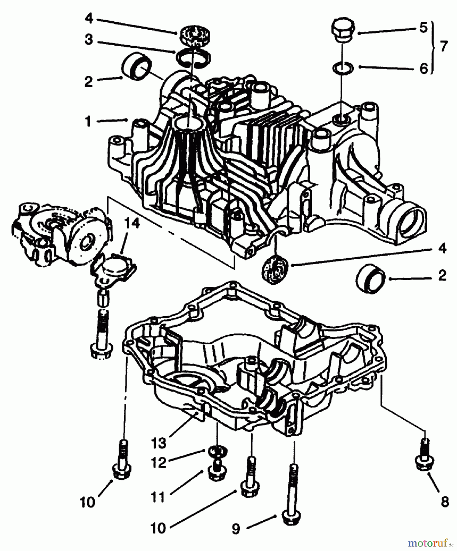  Toro Neu Mowers, Lawn & Garden Tractor Seite 1 72102 (269-H) - Toro 269-H Lawn and Garden Tractor, 1996 (6900001-6999999) TRANSAXLE CASE