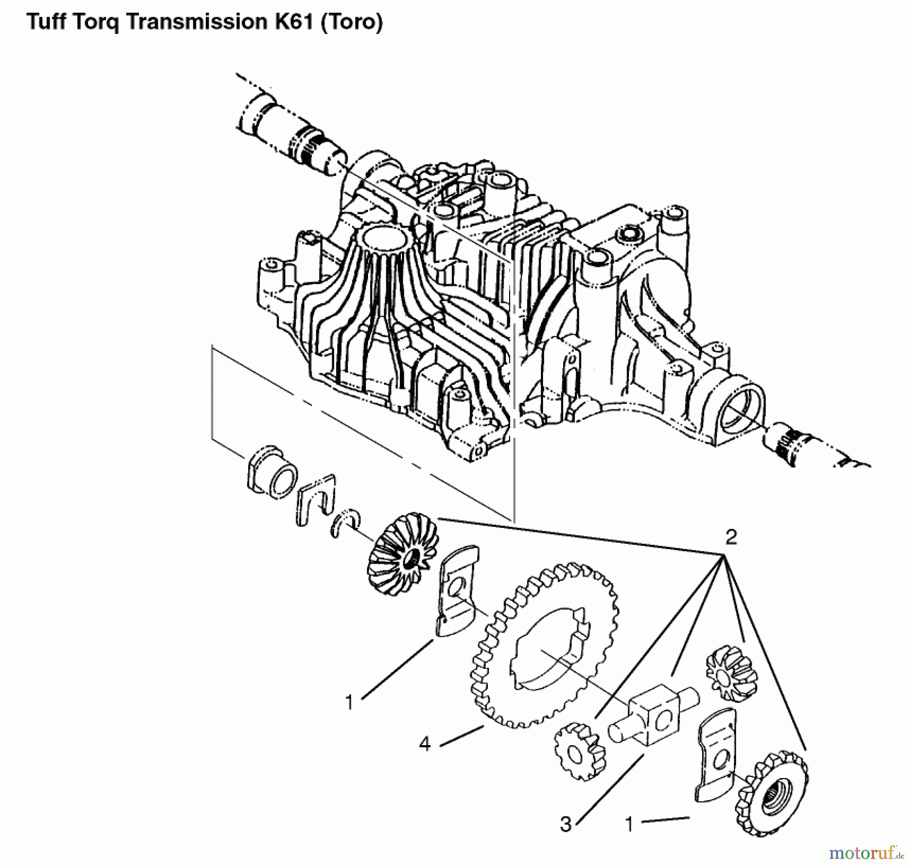  Toro Neu Mowers, Lawn & Garden Tractor Seite 1 72110 (270-H) - Toro 270-H Lawn and Garden Tractor, 1996 (6900001-6999999) DIFFERENTIAL GEAR
