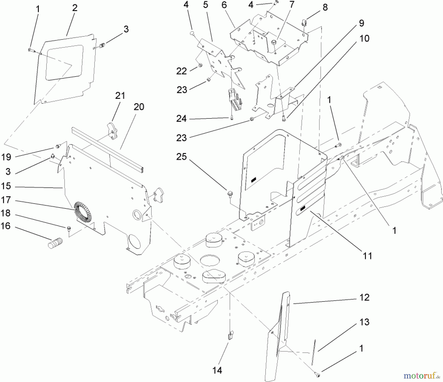 Toro Neu Mowers, Lawn & Garden Tractor Seite 1 72200 (410) - Toro 410 Garden Tractor, 2005 (250000001-250999999) HOODSTAND AND FIREWALL ASSEMBLY