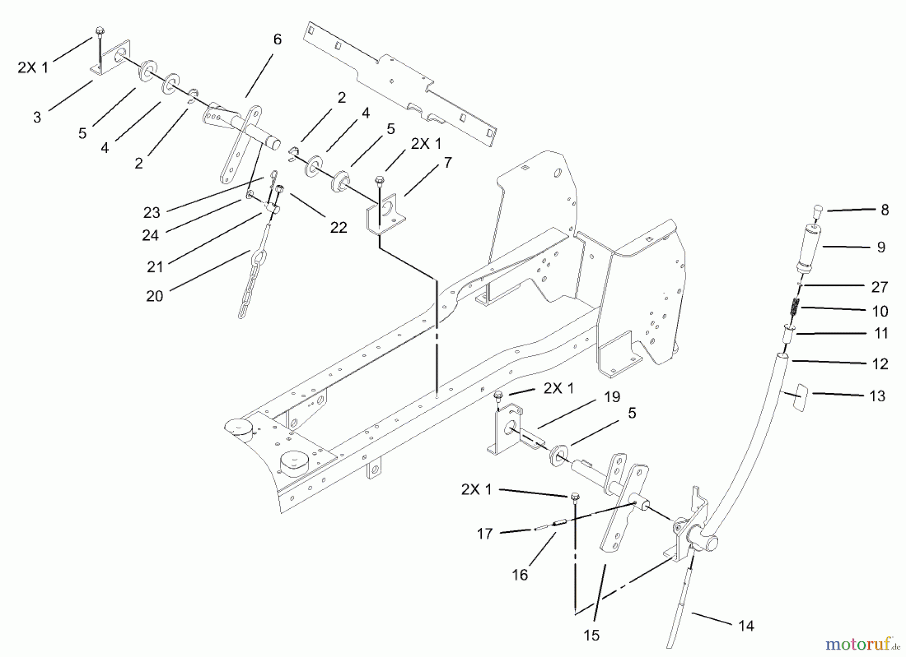 Toro Neu Mowers, Lawn & Garden Tractor Seite 1 72200 (416XT) - Toro 416XT Garden Tractor, 2004 (240000001-240999999) MANUAL LIFT LEVER ASSEMBLY