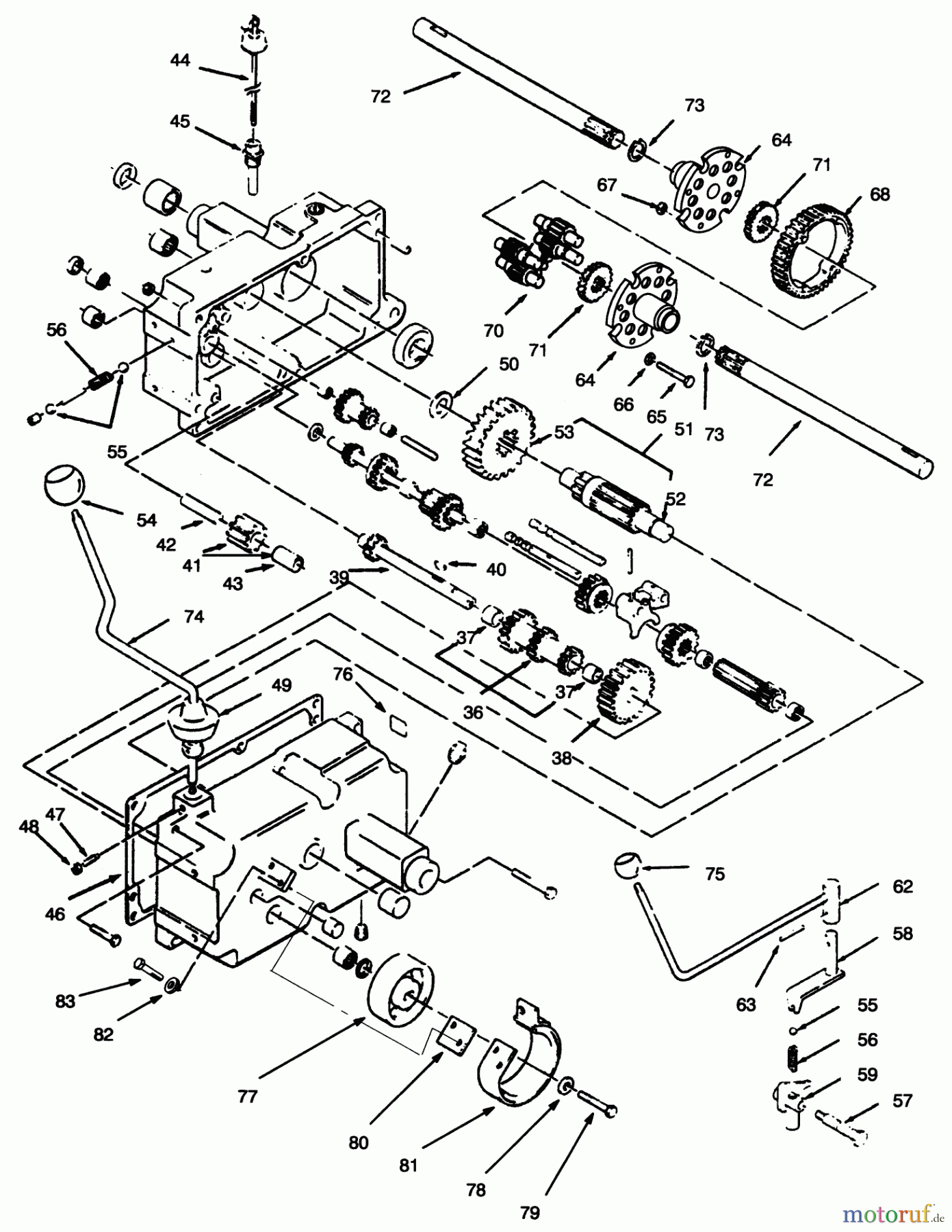  Toro Neu Mowers, Lawn & Garden Tractor Seite 1 73440 (416-8) - Toro 416-8 Garden Tractor, 1995 (5900223-5999999) TRANSMISSION 8-SPEED #2
