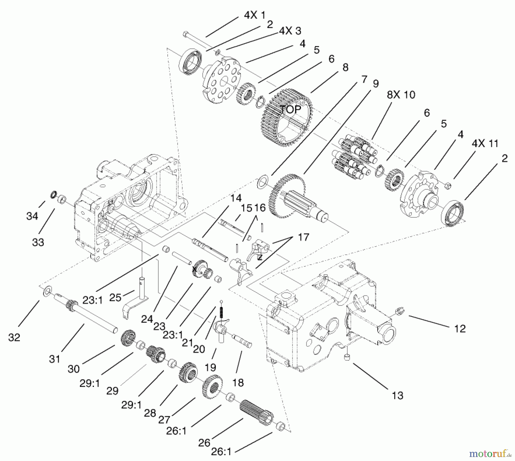 Toro Neu Mowers, Lawn & Garden Tractor Seite 1 73450 (315-8) - Toro 315-8 Garden Tractor, 2002 (220000001-220999999) TRANSMISSION GEAR ASSEMBLY