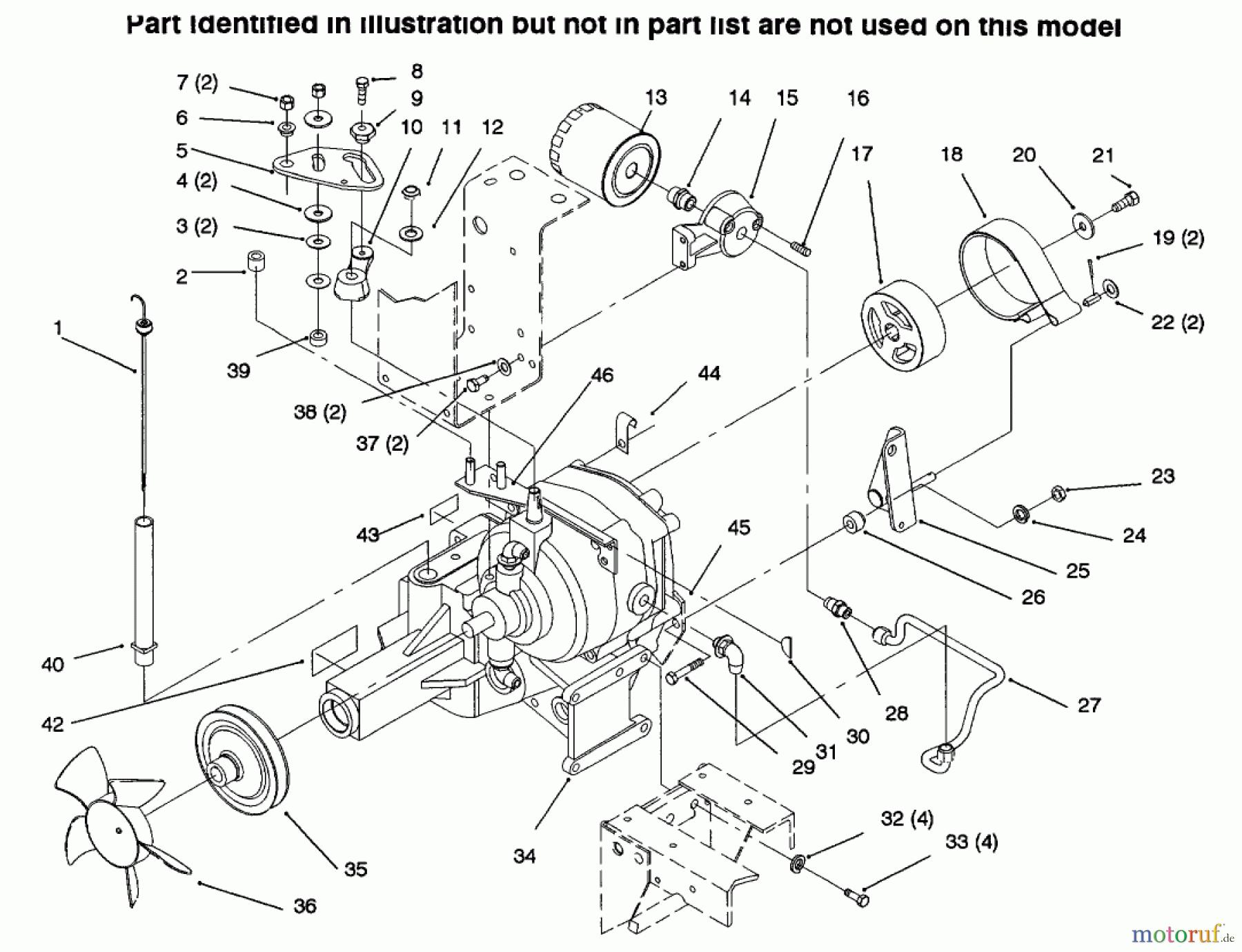  Toro Neu Mowers, Lawn & Garden Tractor Seite 1 73502 (520-H) - Toro 520-H Garden Tractor, 1996 (6900001-6999999) TRANSMISSION