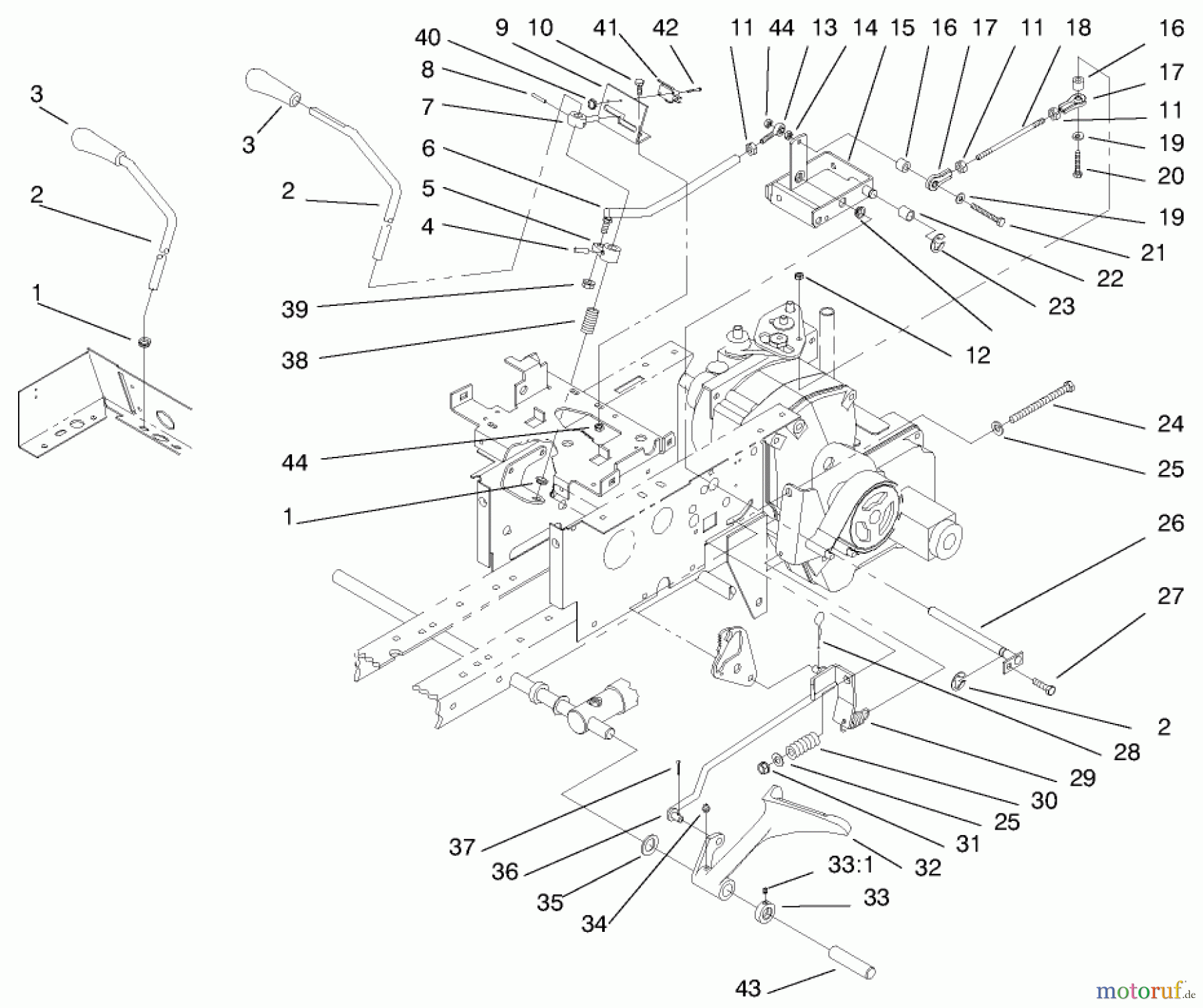  Toro Neu Mowers, Lawn & Garden Tractor Seite 1 73502 (520-H) - Toro 520-H Garden Tractor, 1997 (7900001-7999999) HYDRO CONTROLS, BRAKE SYSTEM