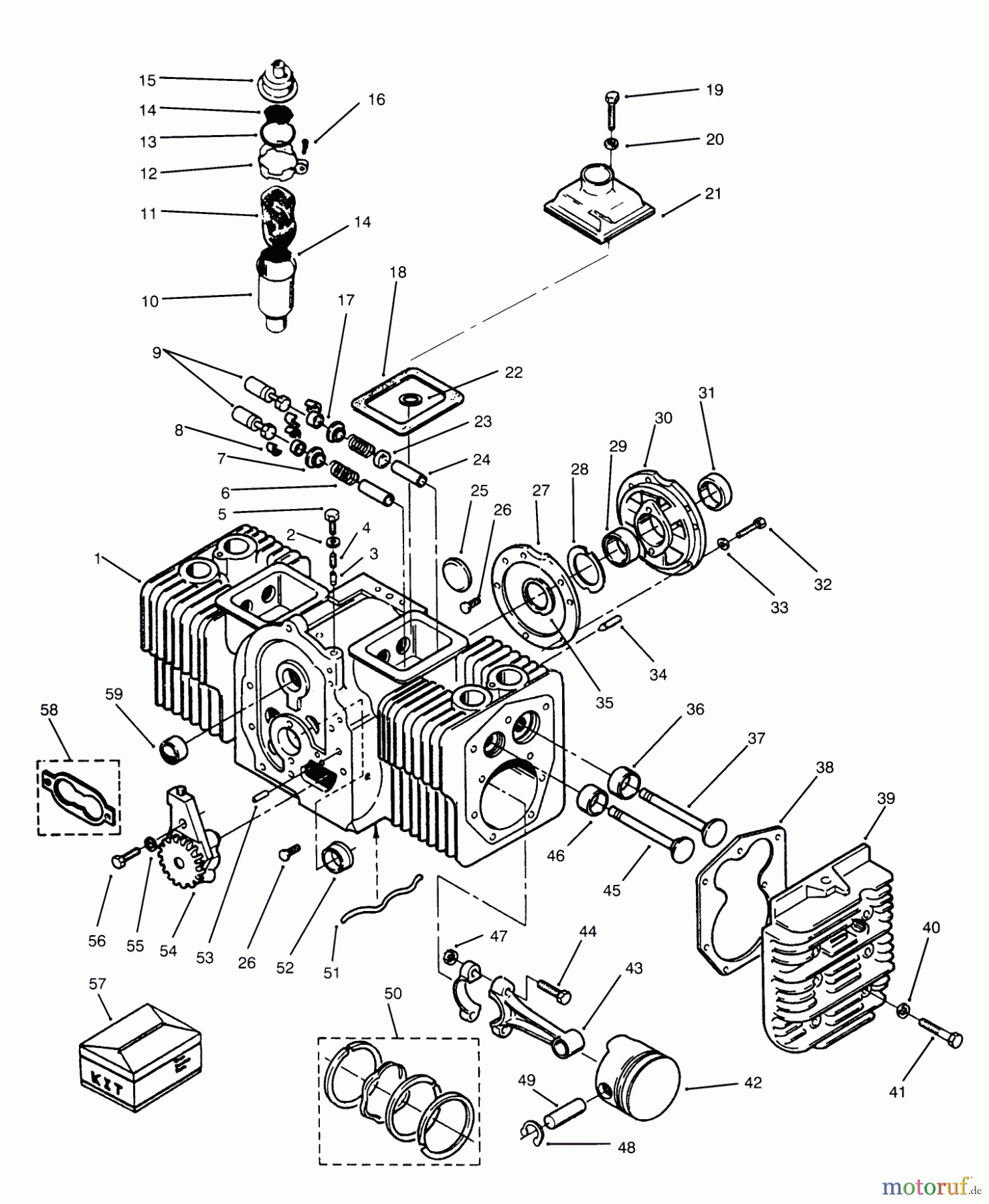  Toro Neu Mowers, Lawn & Garden Tractor Seite 1 73520 (520-H) - Toro 520-H Garden Tractor, 1995 (5900001-5900177) ENGINE CYLINDER BLOCK