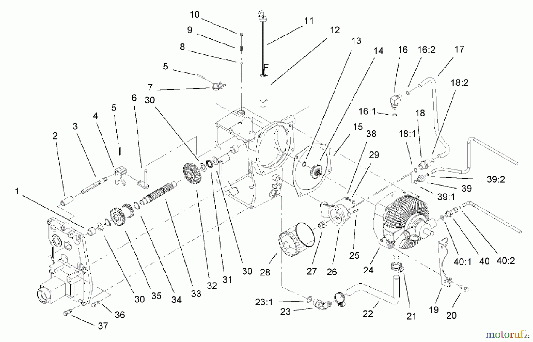 Toro Neu Mowers, Lawn & Garden Tractor Seite 1 73561 (550) - Toro 550 Garden Tractor, 2005 (250000001-250999999) HYDRO TRANS AXLE HOUSING ASSEMBLY